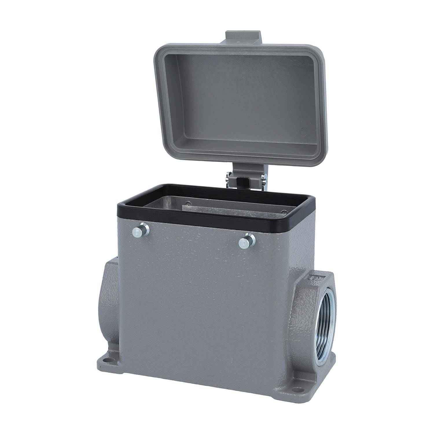 05200320266 HARTING Han 32A Sockelgehäuse hoch, 2xM32 seitlicher Kabelabgang, für 2 Bügel (am Oberteil) mit Schutzkappe