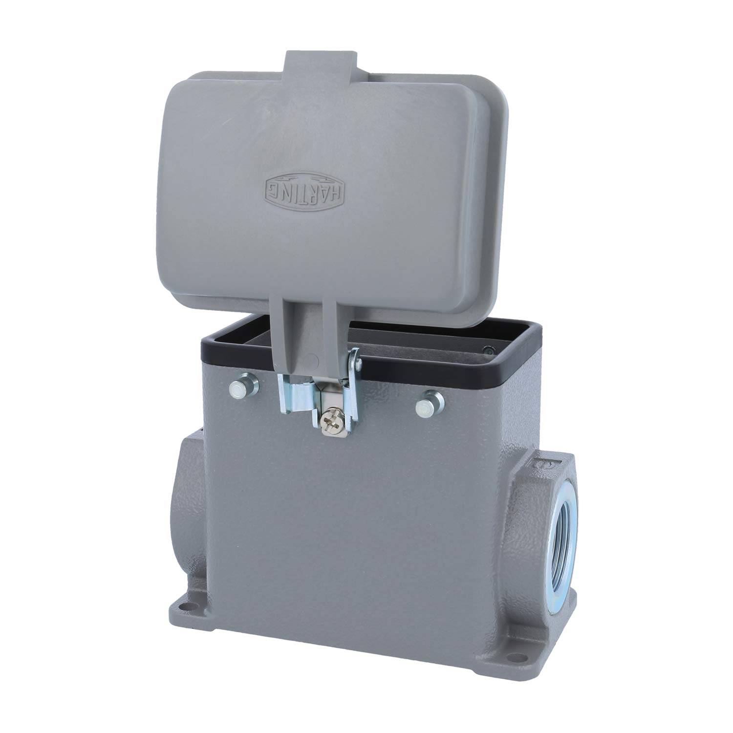 05200320264 HARTING Han 32A Sockelgehäuse hoch, 2xM25 seitlicher Kabelabgang, für 2 Bügel (am Oberteil) mit Schutzkappe