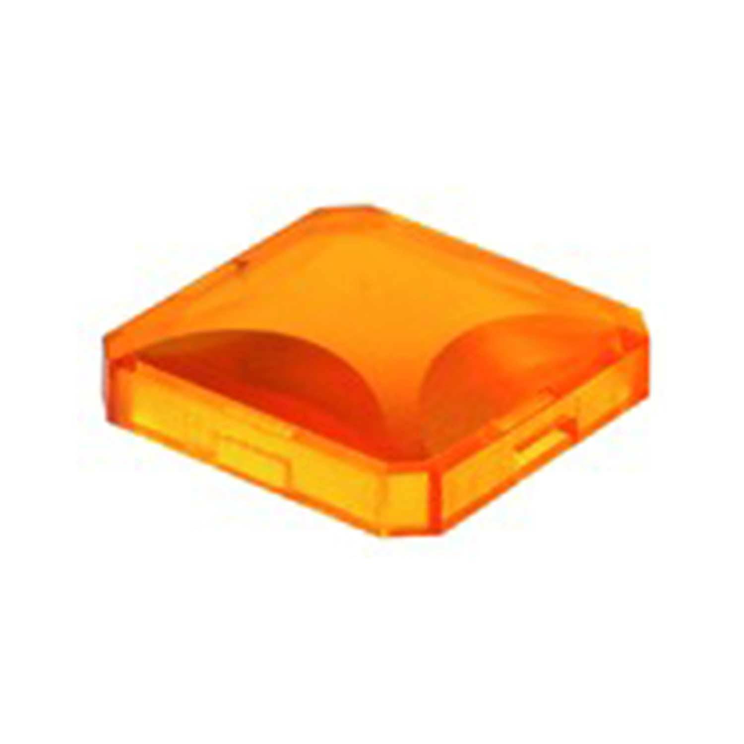 Ein orangefarbener quadratischer Rückstrahler.