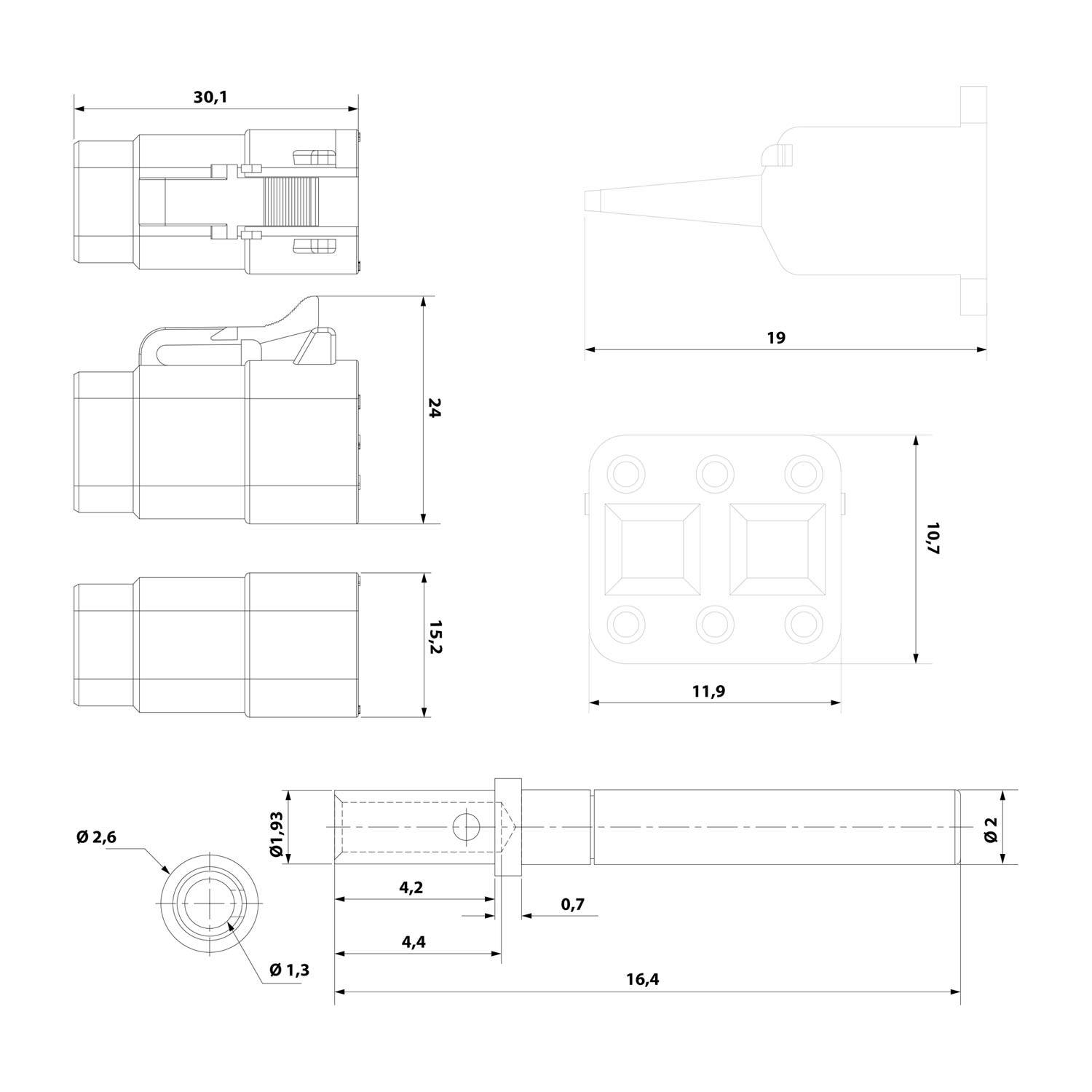 ATM06-6S-KIT01 Amphenol AS-6SF 111 SET-Kabeldose ATM-Serie Buchse, 6-polig, Crimpanschluss Isolationsdurchmesser 1,35mm