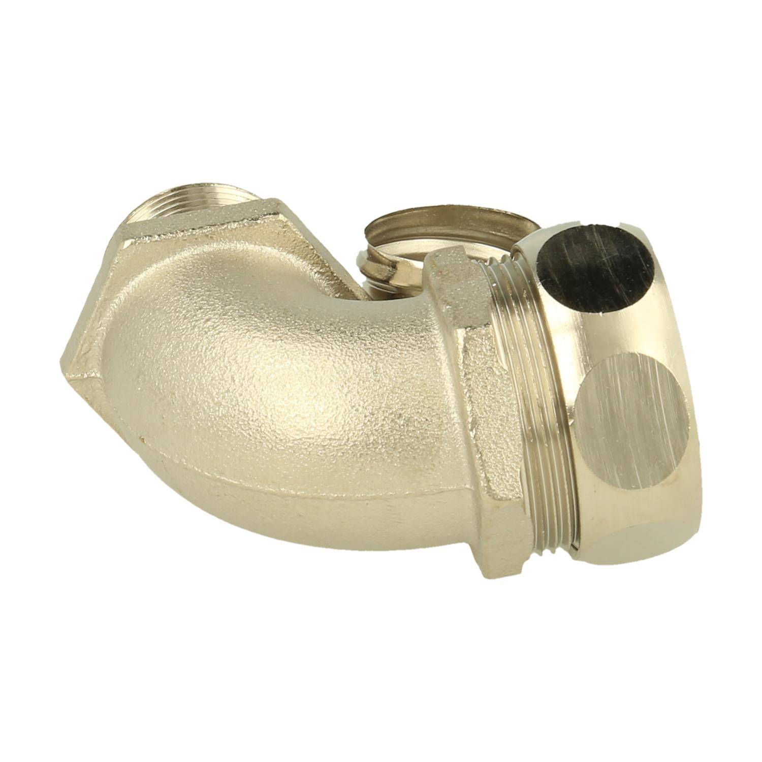 Messingröhrenbogen mit Gewindeenden, geeignet für Rohrleitungsverbindungen.