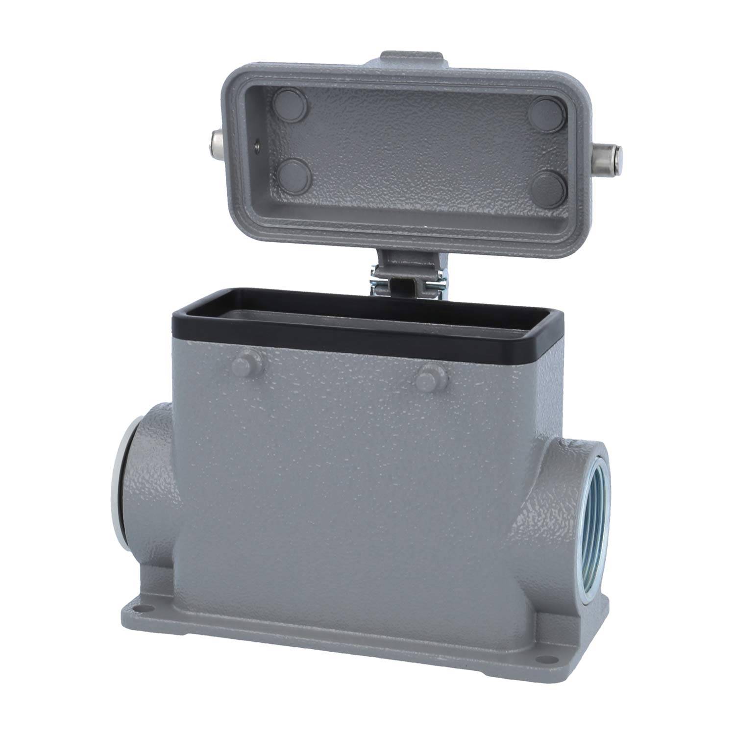 05300162275 HARTING Han 16B Sockelgehäuse hoch, 1xM32 seitlicher Kabelabgang, für 2 Bügel (am Oberteil) mit Schutzkappe