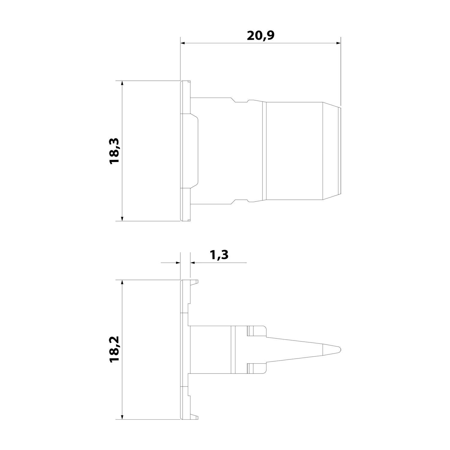 AW6S Amphenol AS-6HKF 105 Haltekeil Kabeldose AT-Serie passend für: AT-Serie Kabeldose 6-polig Temperaturbereich -55°C