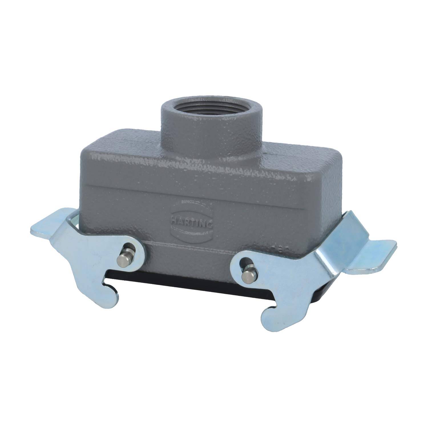 04300161730 HARTING Han 16B Kupplungsgehäuse niedrig, 1xPG21 gerader Kabelabgang, mit 2 Querbügeln Verschraubung PG21