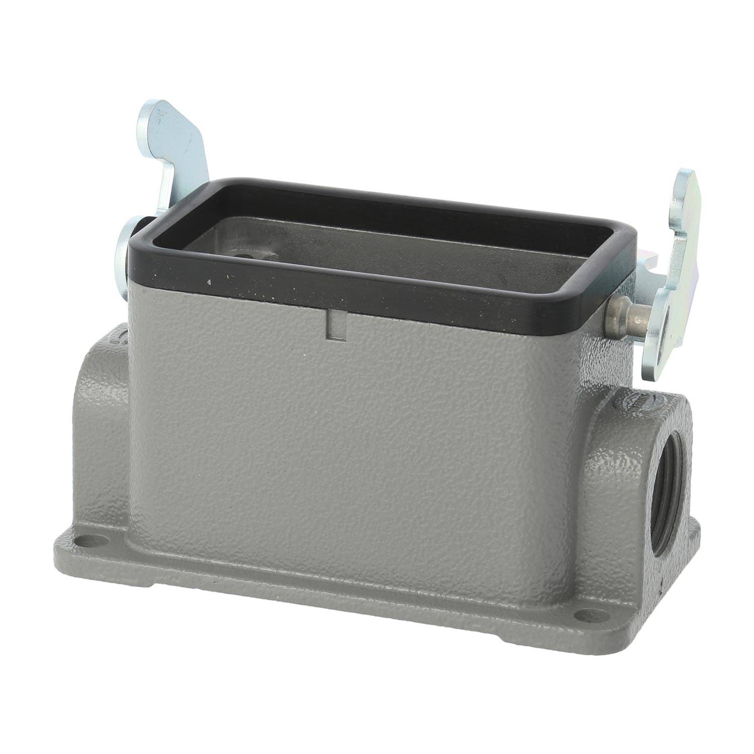 04300101290 HARTING Han 10B Sockelgehäuse niedrig, 2xM20 seitlicher Kabelabgang, mit 1 Längsbügel Verschraubung M20