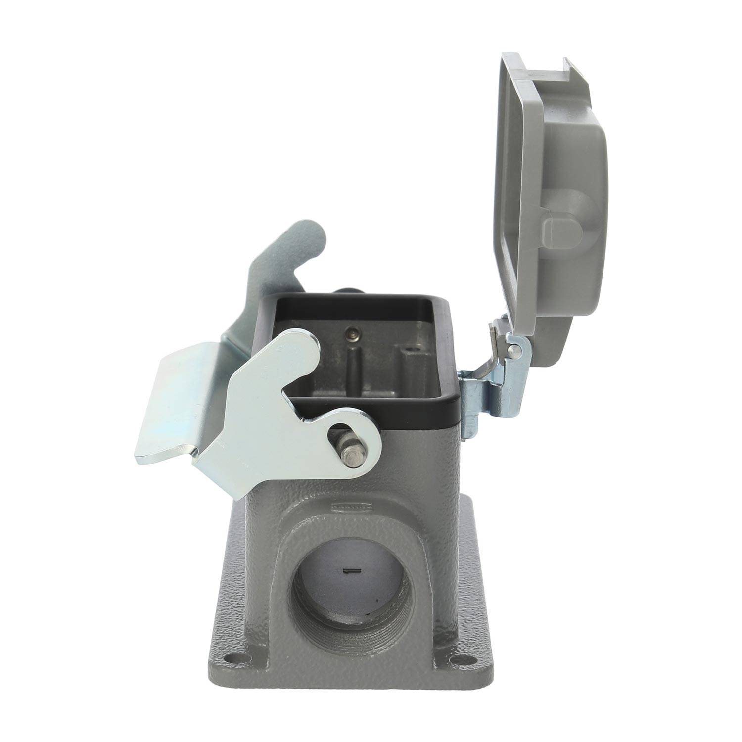 04300161296 HARTING Han 16B Sockelgehäuse niedrig, 2xM25 seitlicher Kabelabgang, mit 1 Längsbügel mit Schutzkappe