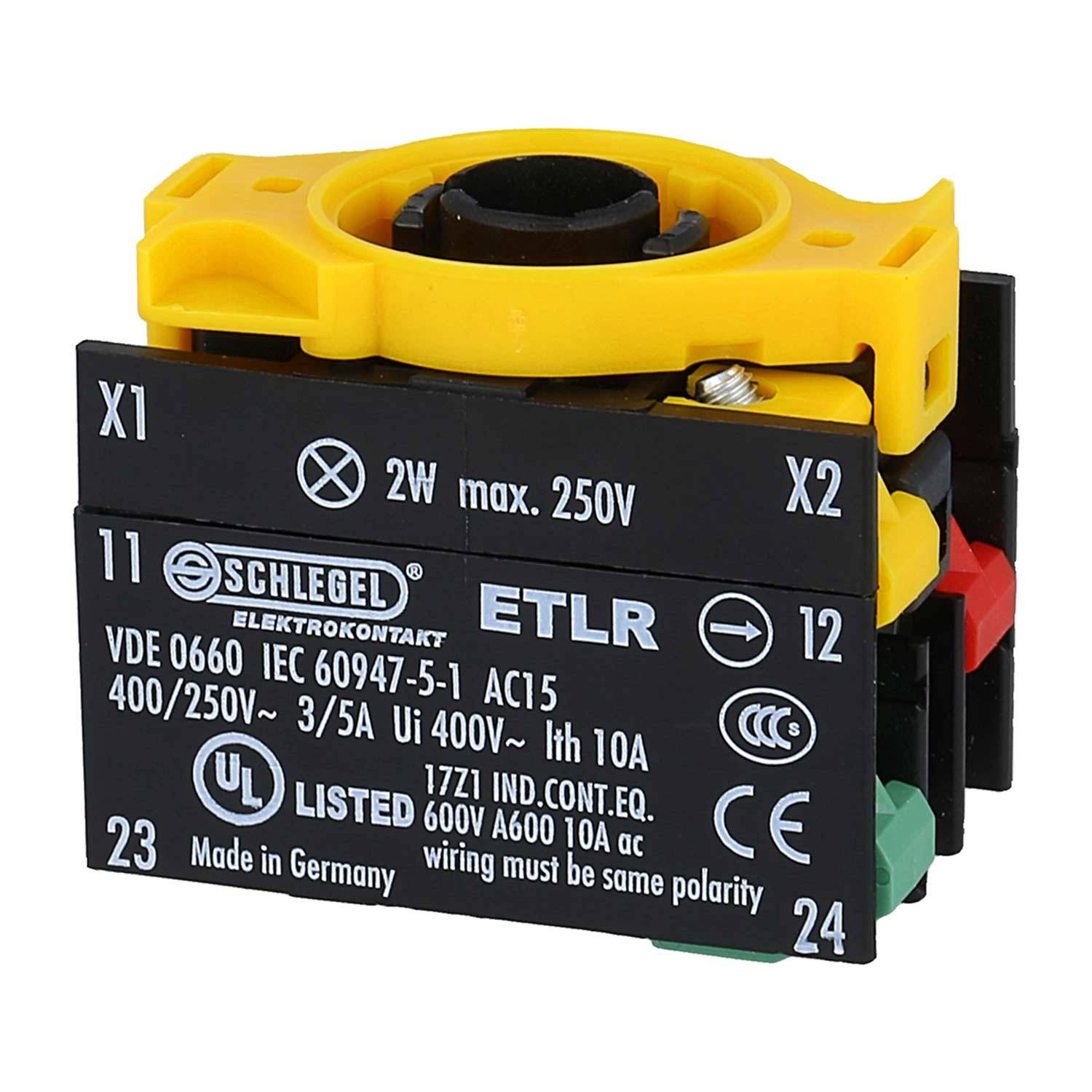 ETLR Georg Schlegel Leucht-Tastkontaktgeber, 1Ö + 1S Kontaktgeber ET, beleuchtbar Schraubanschluss, Querschnitt 0,5mm²