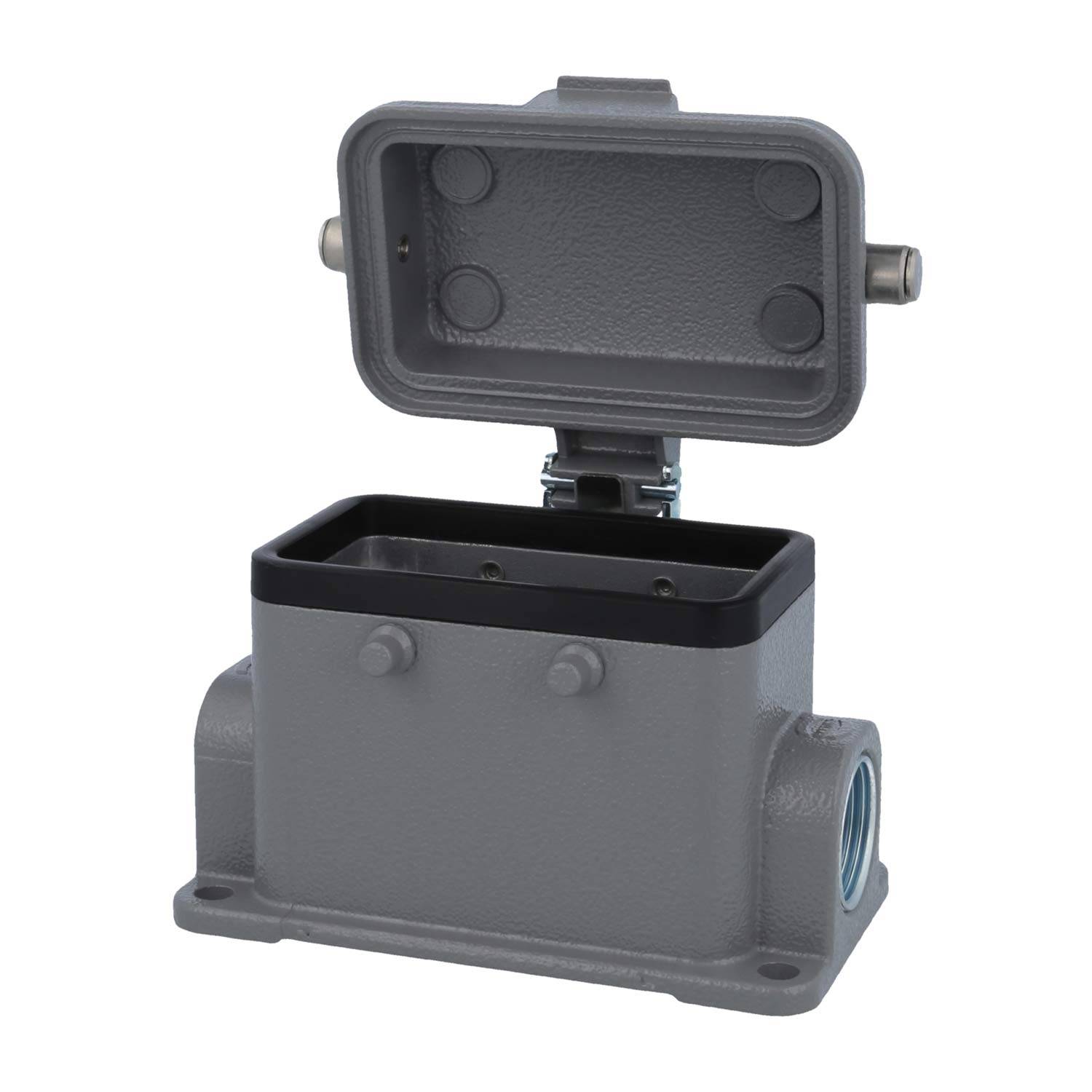 05300102260 HARTING Han 10B Sockelgehäuse niedrig, 2xM20 seitlicher Kabelabgang, für 2 Bügel (am Oberteil) mit