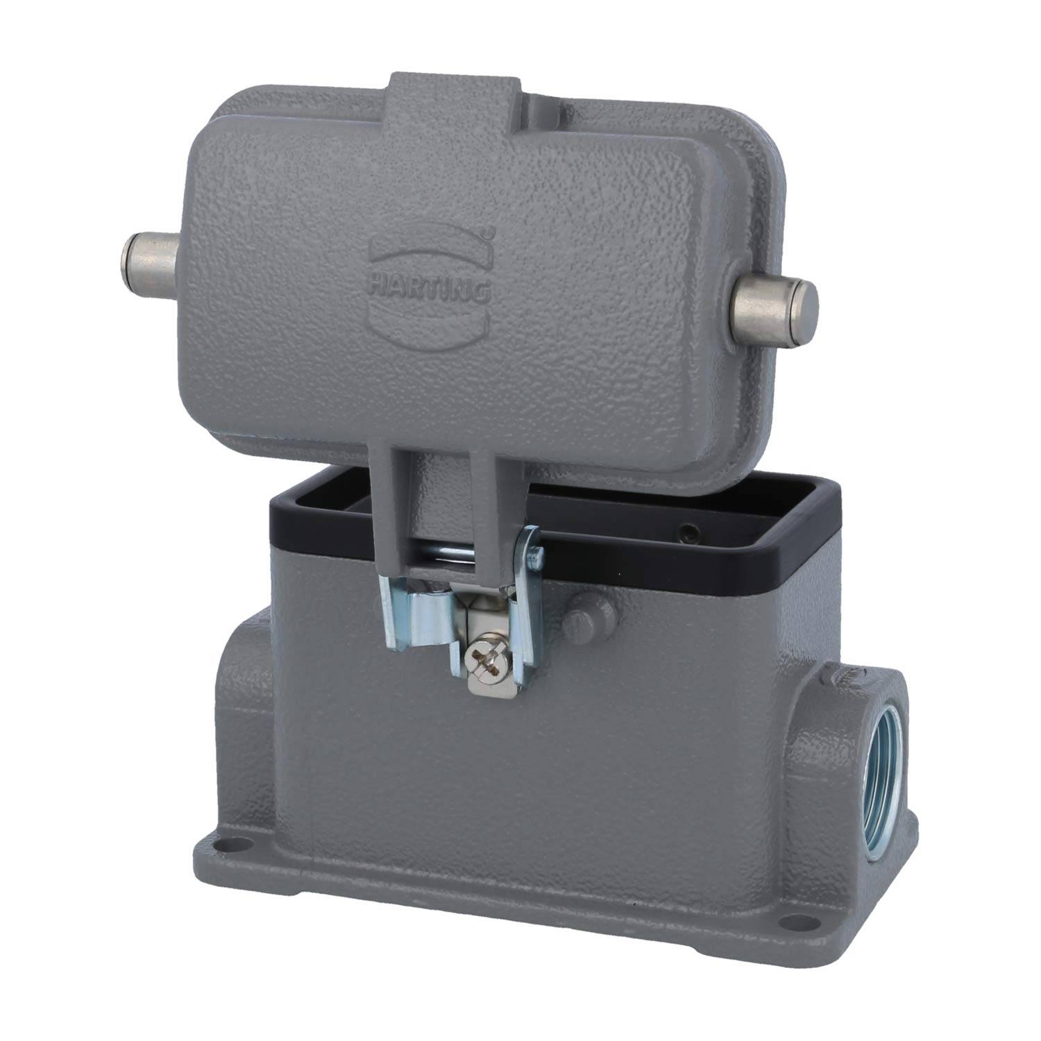 05300102260 HARTING Han 10B Sockelgehäuse niedrig, 2xM20 seitlicher Kabelabgang, für 2 Bügel (am Oberteil) mit
