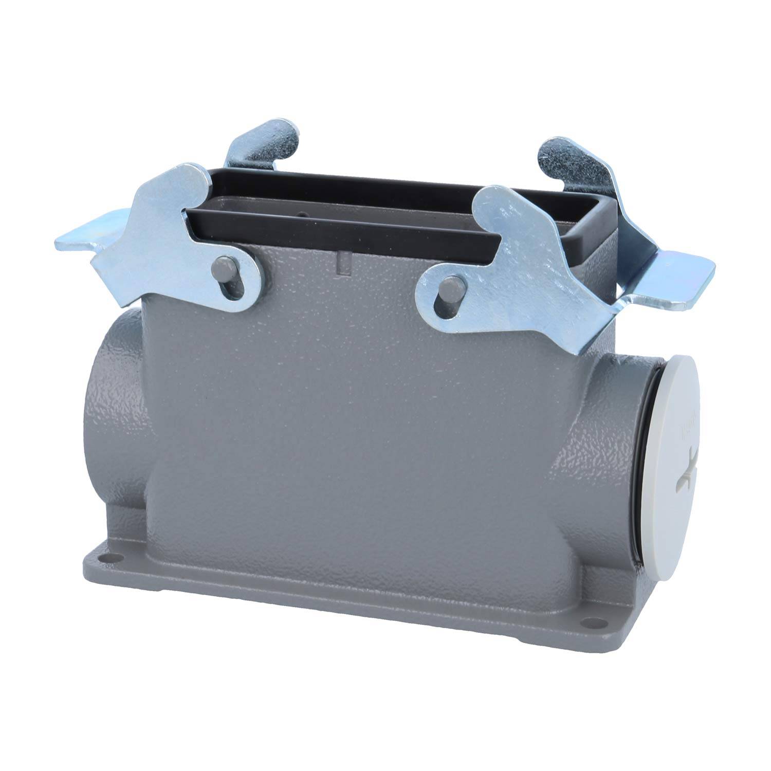 04300160280 HARTING Han 16B Sockelgehäuse hoch, 1xM40 seitlicher Kabelabgang, mit 2 Querbügeln Verschraubung M40