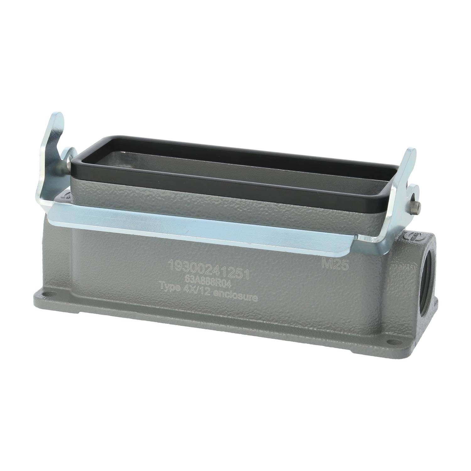 04300241251 HARTING Han 24B Sockelgehäuse niedrig, 1xM25 seitlicher Kabelabgang, mit 1 Längsbügel Verschraubung M25