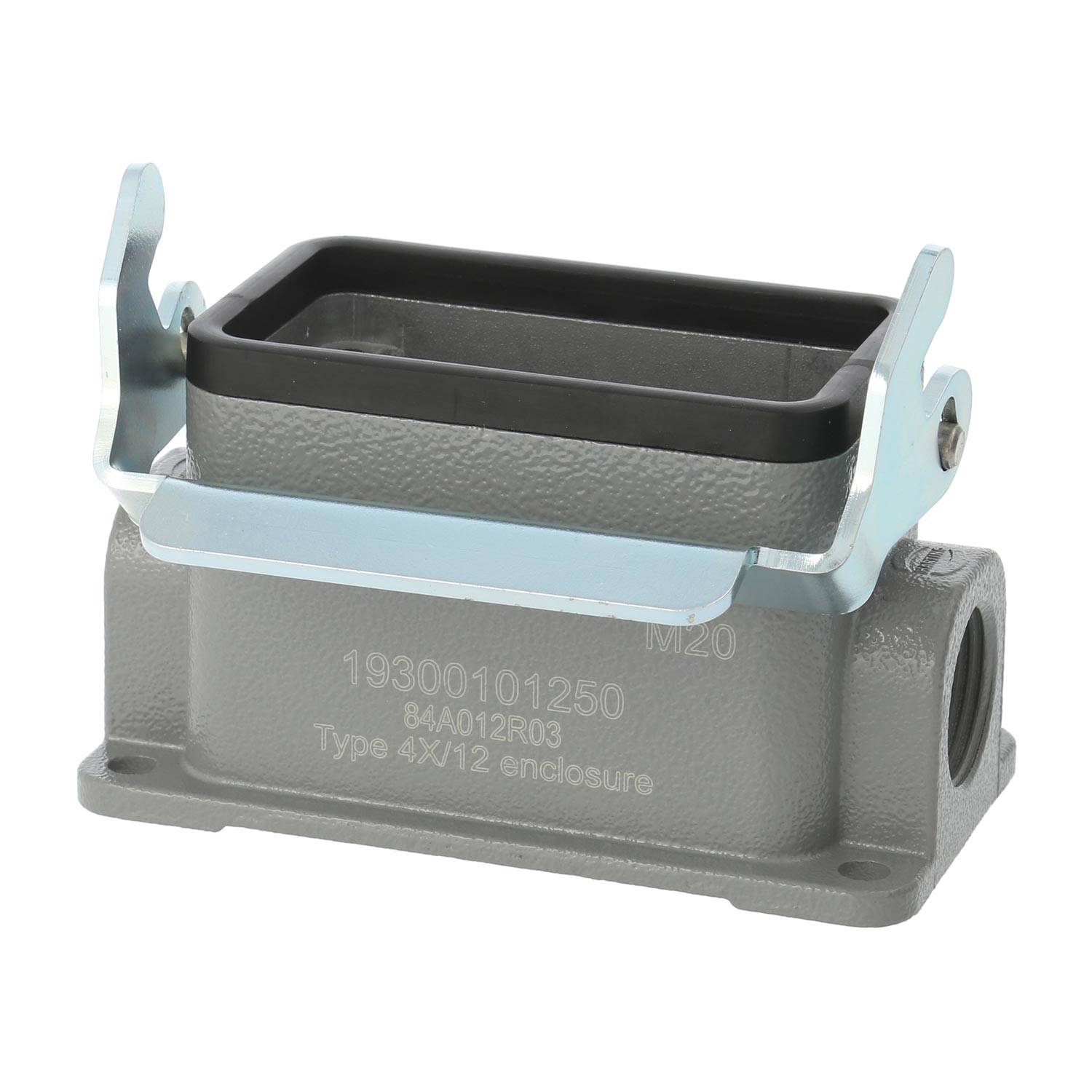 04300101251 HARTING Han 10B Sockelgehäuse niedrig, 1xPG16 seitlicher Kabelabgang, mit 1 Längsbügel Verschraubung PG16