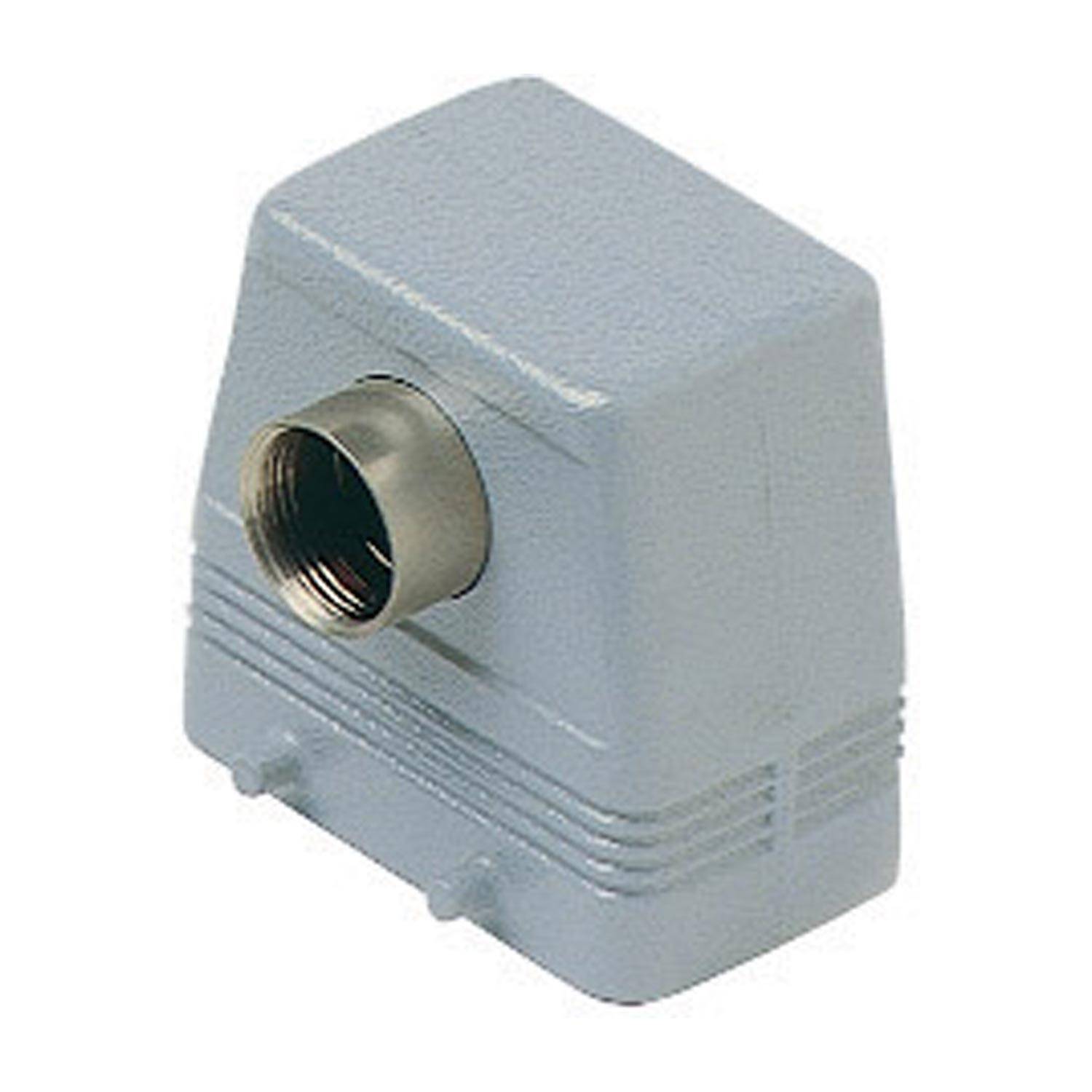 Eine graue Koaxialkabel-Wandsteckdose mit einem metallischen Anschluss, die für Fernseh- oder Internetverbindungen in einem Haus oder Büro konzipiert ist.