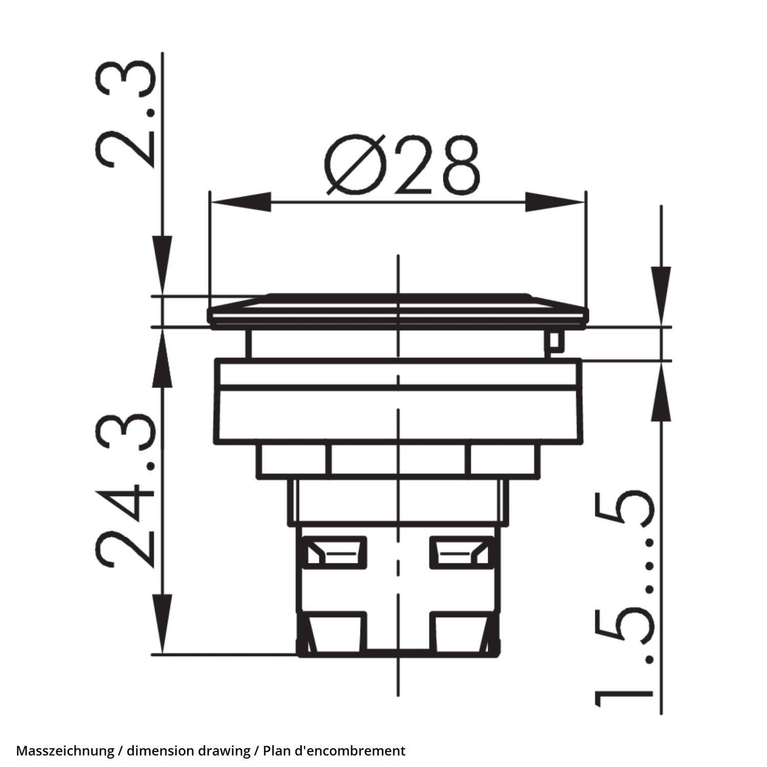 RRJTSW Georg Schlegel Drucktaste beleuchtbar, rund, RONTRON-R-JUWEL Hub 3,0mm - 1Stück