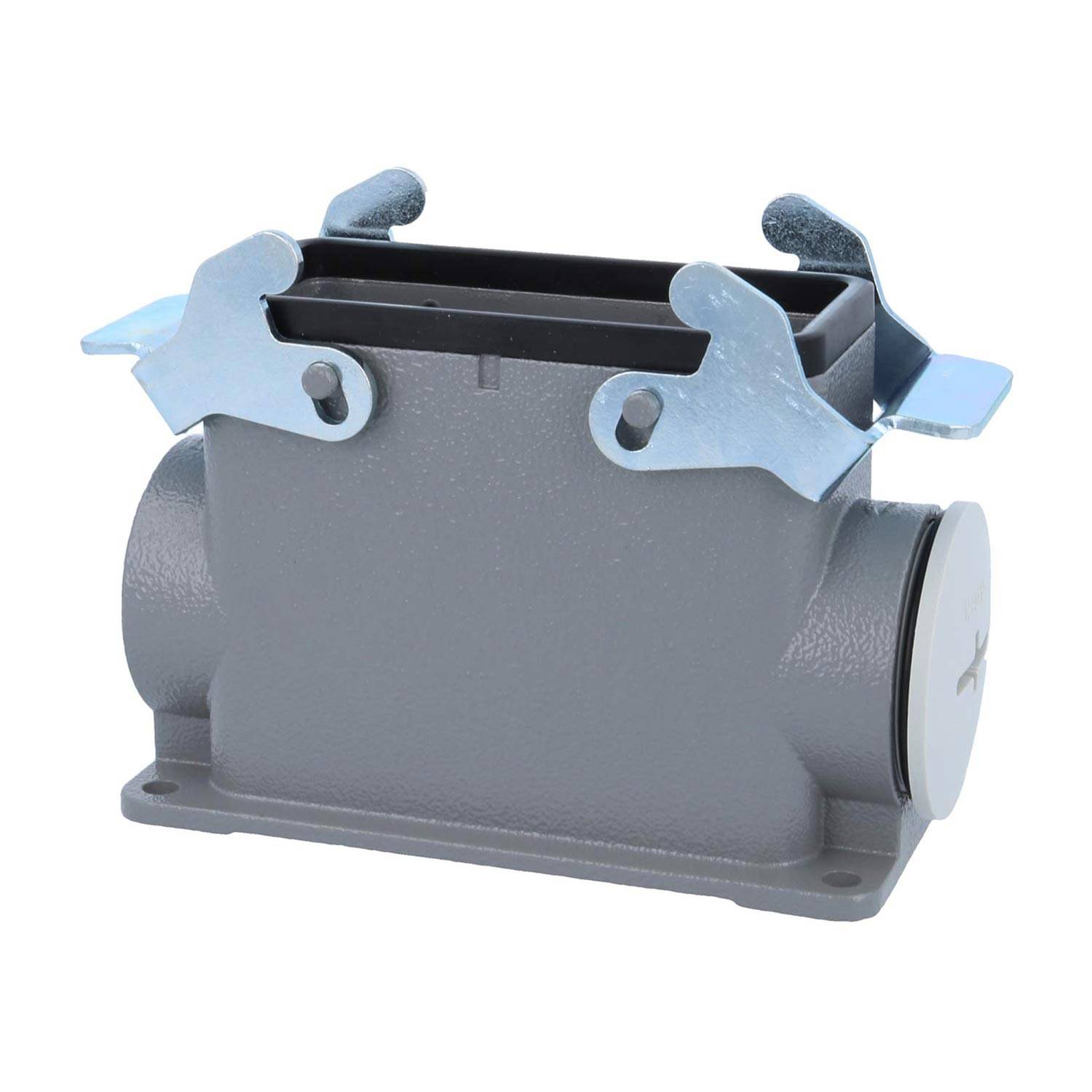 04301160280 HARTING Han 16B Sockelgehäuse hoch, 1xM40 seitlicher Kabelabgang, mit 2 Querbügeln Verschraubung M40