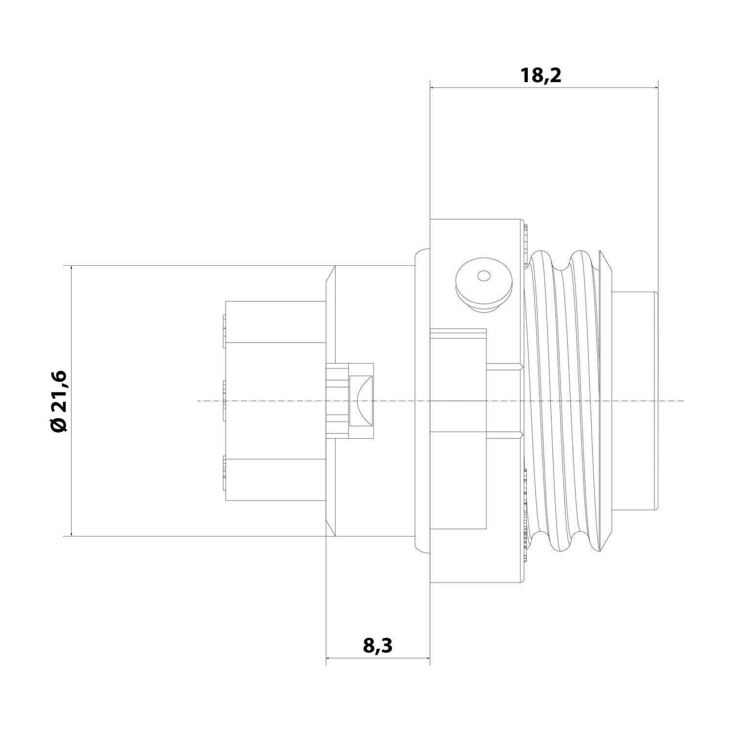 C01610C00600012 Amphenol RD24-GSG Gerätesteckverbinder gerade Stift Crimpanschluss, Polzahl 6+PE Vorderwand - 1Stück