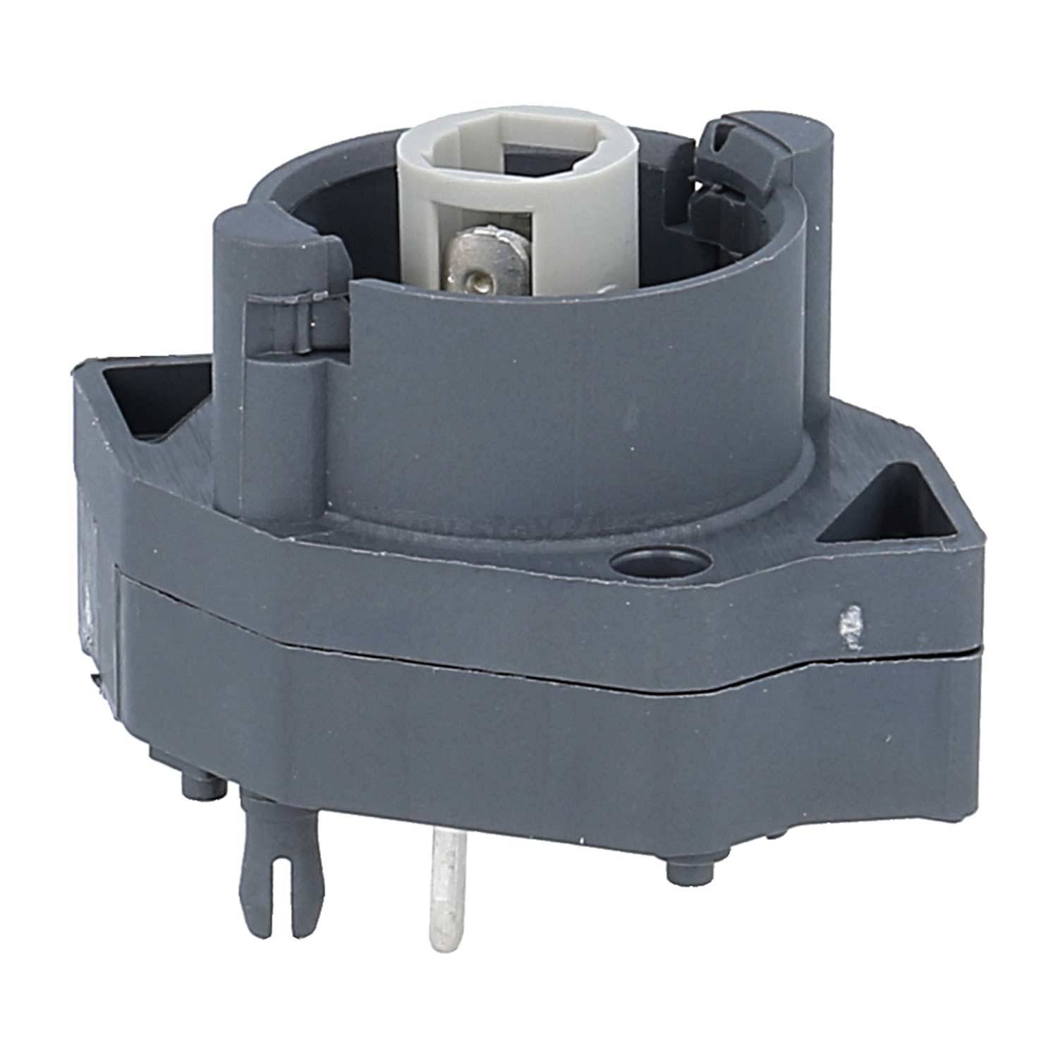 Ein grauer Drehpositionssensor mit einer zentralen rotierenden Welle und elektrischen Anschlüssen an der Basis, konzipiert für präzise Bewegungssteuerung.