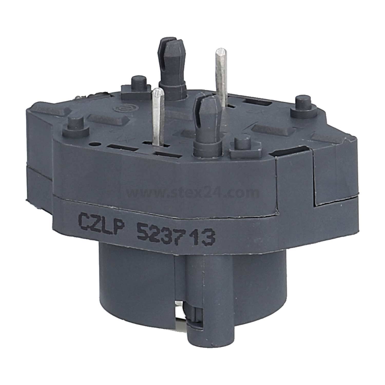 Eine zylindrische, dunkelgraue Elektrokomponente mit Pins und Anschlüssen, mit der Bezeichnung 'CZLP 523713', die wahrscheinlich für industrielle oder technische Zwecke verwendet wird.