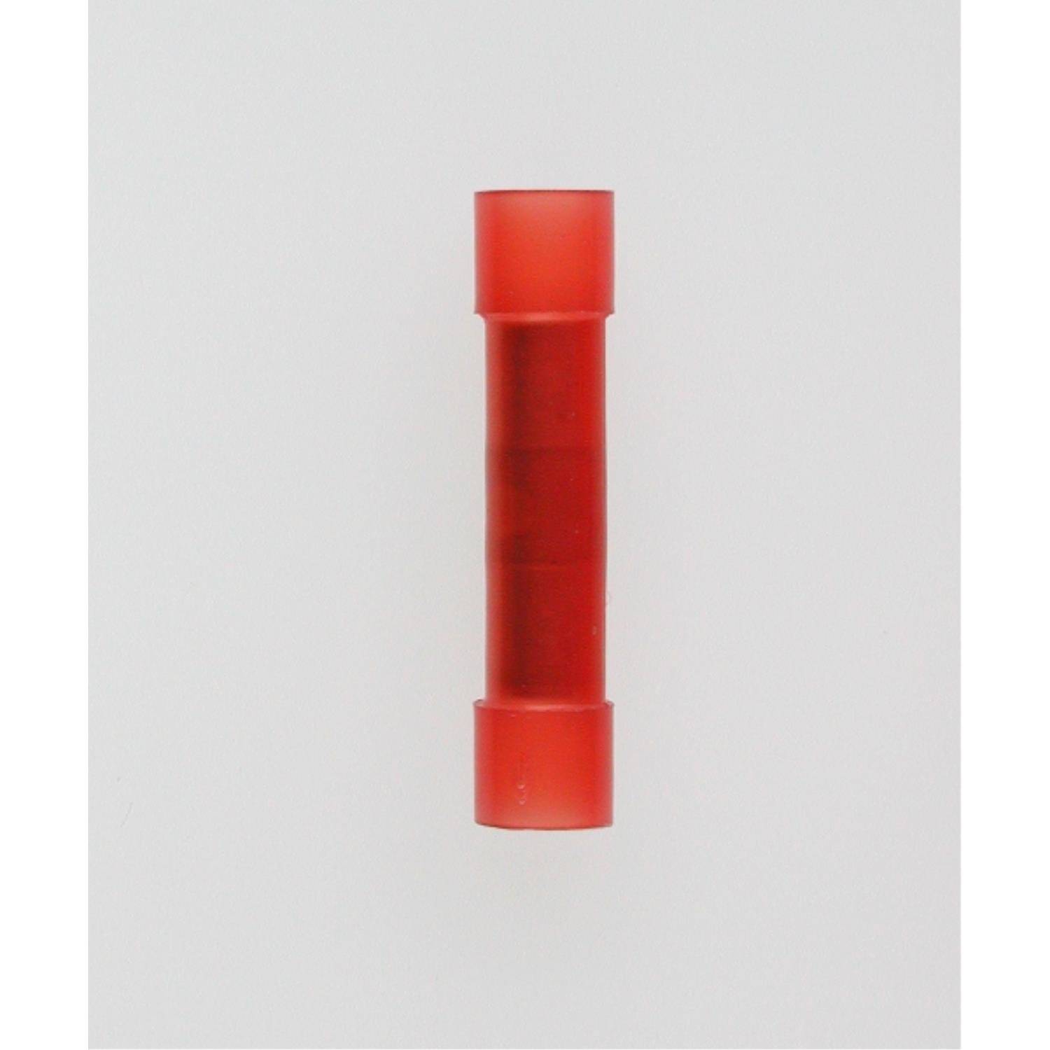 Ein roter, durchscheinender zylindrischer Gegenstand, der vor einem schlichten Hintergrund zentriert ist; möglicher Fokus auf Design oder Material.