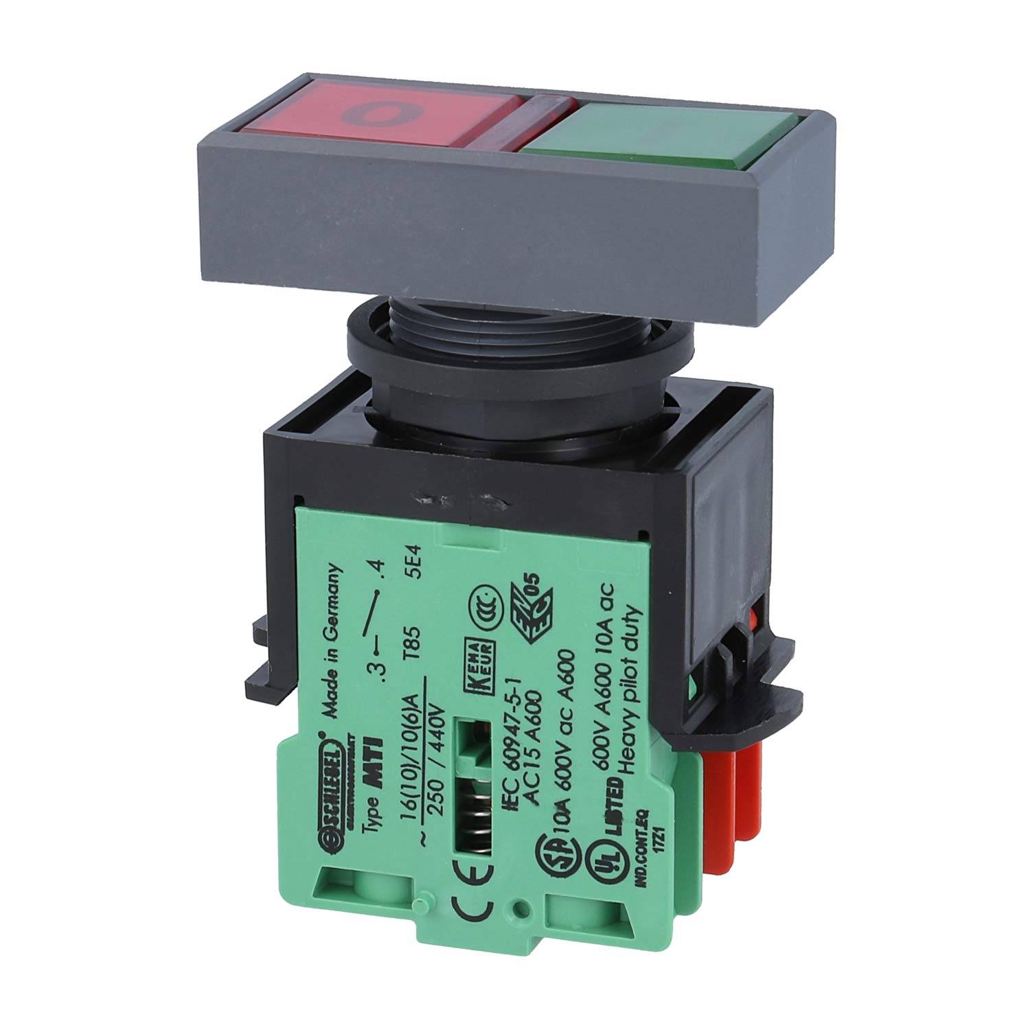 LDT Georg Schlegel Doppeldrucktaster, 1Ö + 1S rechteckig, QUARTEX-R Schraubanschluss, Querschnitt 2,5mm² - 1Stück