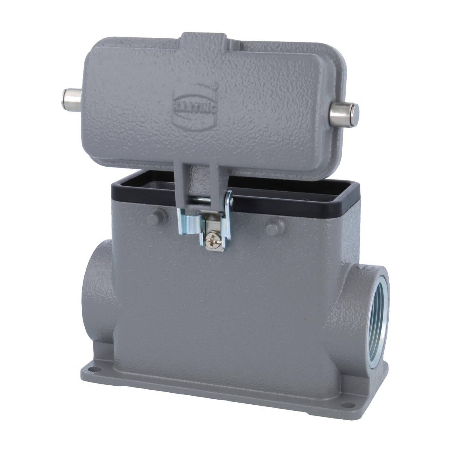 05300162263 HARTING Han 16B Sockelgehäuse hoch, 2xM32 seitlicher Kabelabgang, für 2 Bügel (am Oberteil) mit Schutzkappe