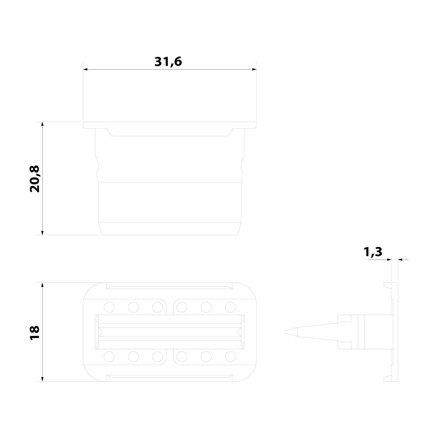 AW12S Amphenol AS-12HKF 101 Haltekeil Kabeldose AT-Serie passend für: AT-Serie Kabeldose 12-polig Temperaturbereich
