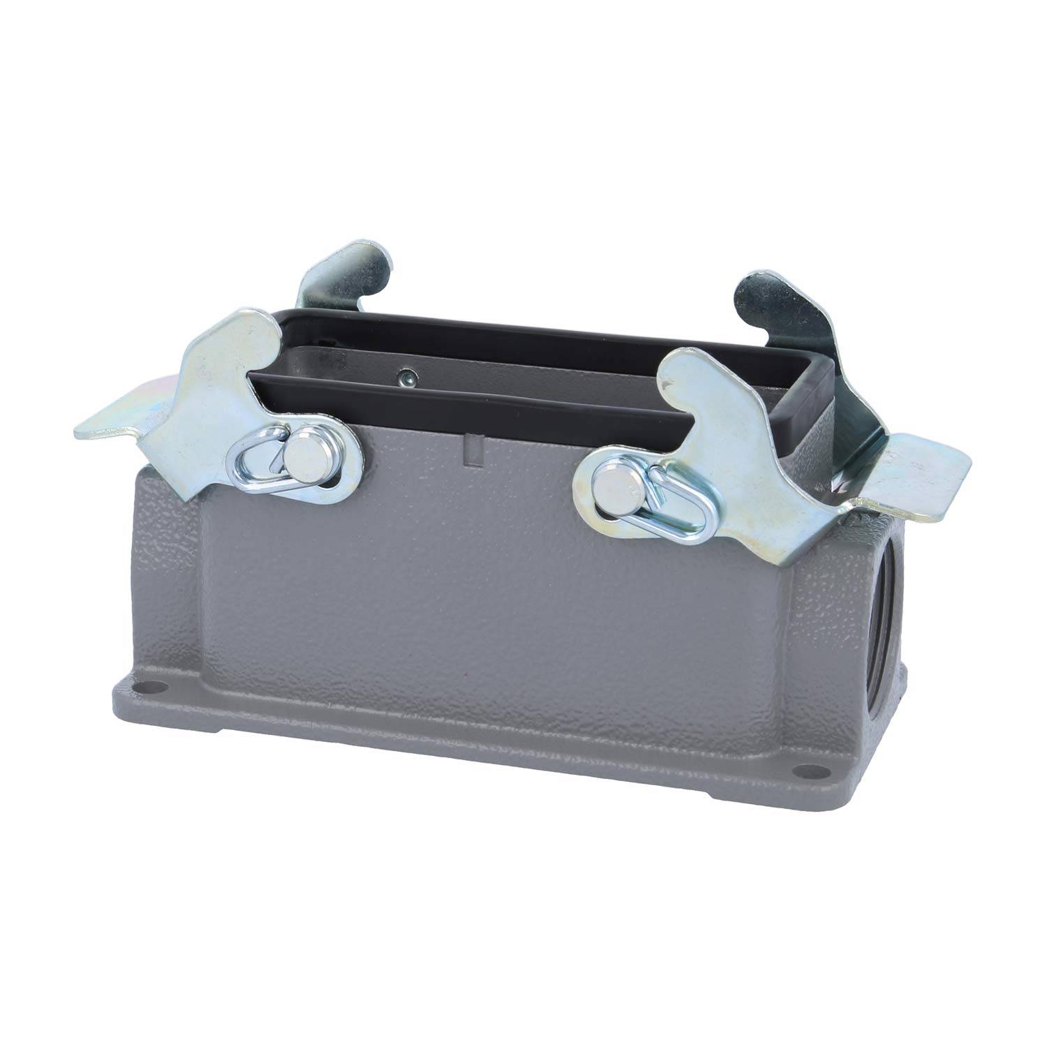 04300161270 HARTING Han 16B Sockelgehäuse niedrig, 2xPG21 seitlicher Kabelabgang, mit 2 Querbügeln Verschraubung PG21