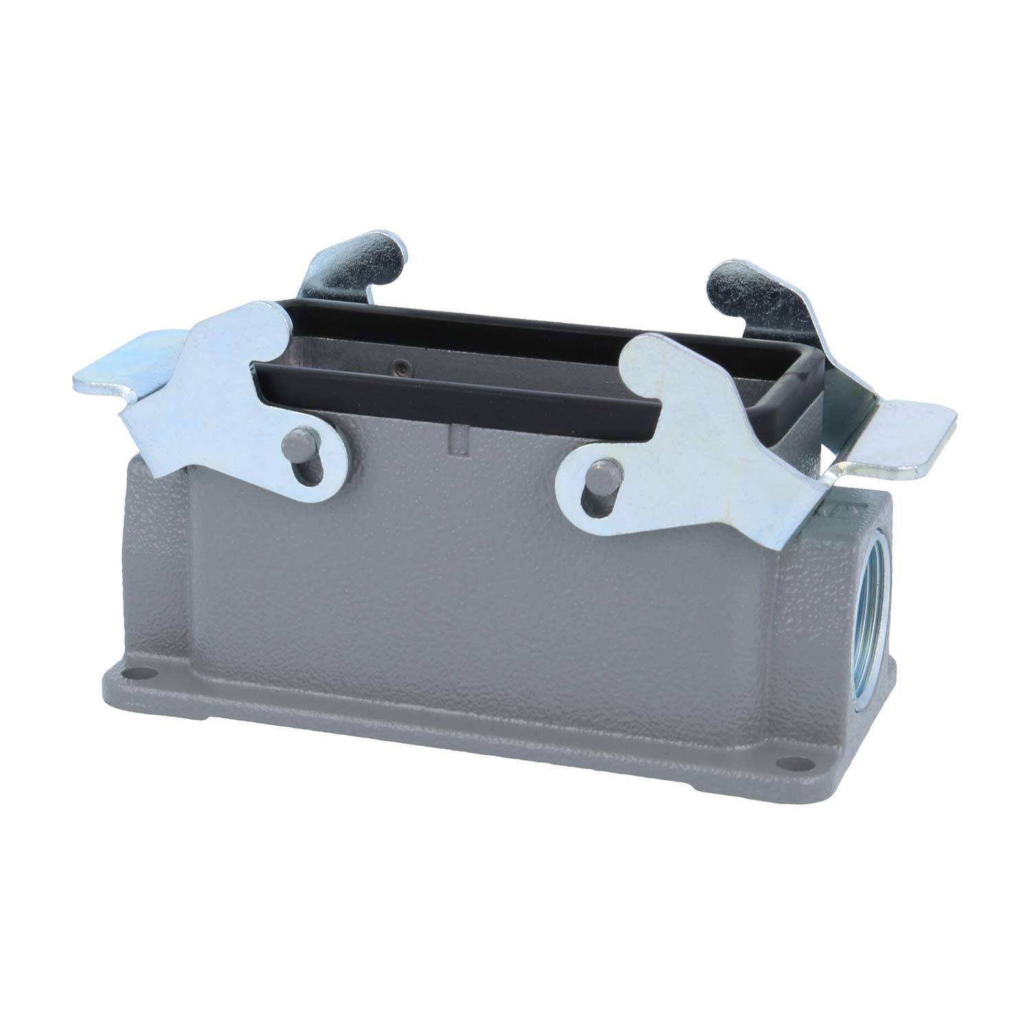 04300161267 HARTING Han 16B Sockelgehäuse niedrig, 2xM25 seitlicher Kabelabgang, mit 2 Querbügeln Verschraubung M25