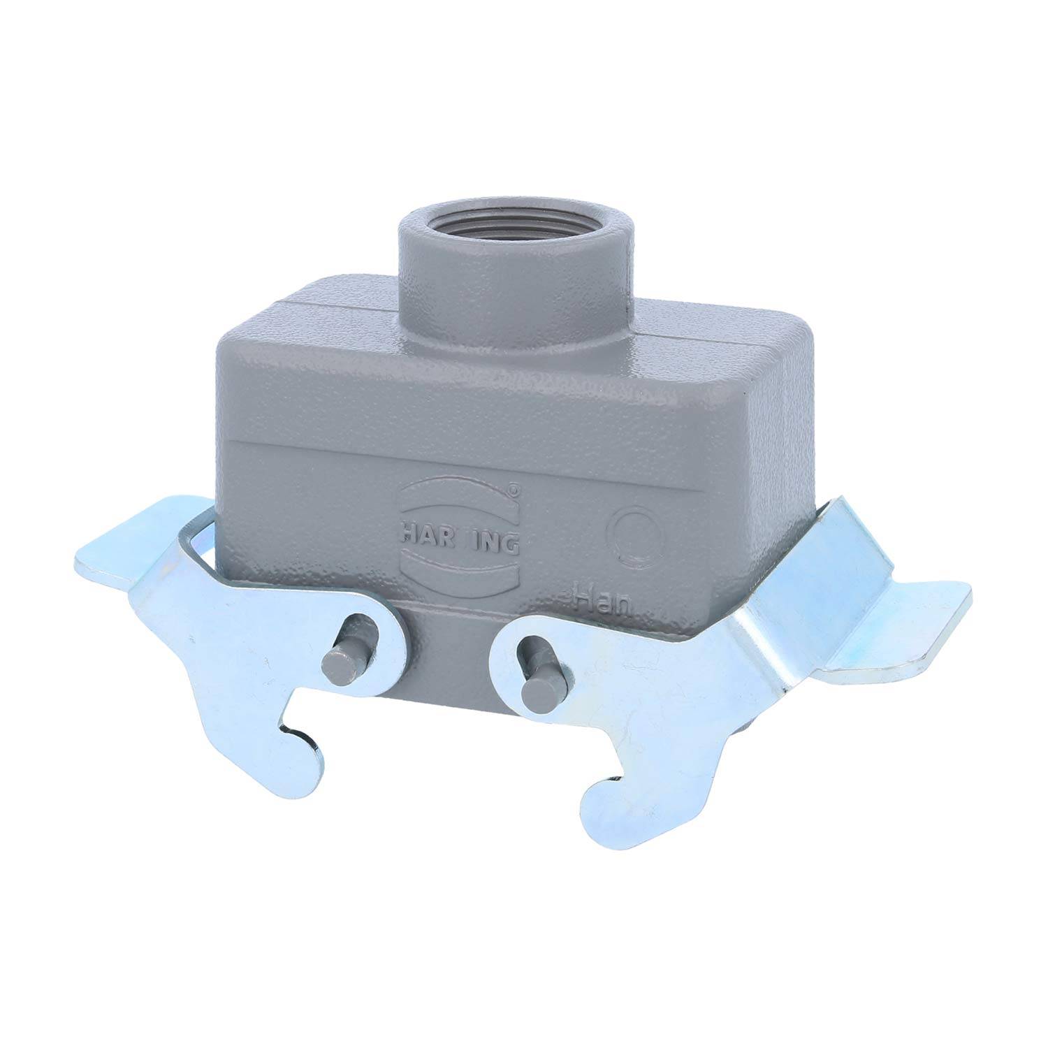 04300101431 HARTING Han 10B Tüllengehäuse niedrig, 1xPG16 gerader Kabelabgang, mit 2 Querbügeln Verschraubung PG16