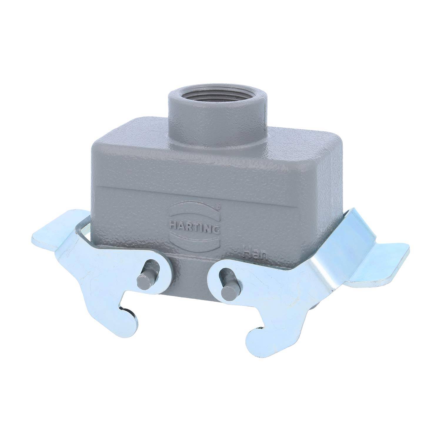 04300101431 HARTING Han 10B Tüllengehäuse niedrig, 1xPG16 gerader Kabelabgang, mit 2 Querbügeln Verschraubung PG16