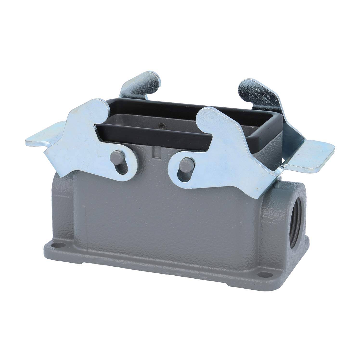 04300101267 HARTING Han 10B Sockelgehäuse niedrig, 2xM20 seitlicher Kabelabgang, mit 2 Querbügeln Verschraubung M20