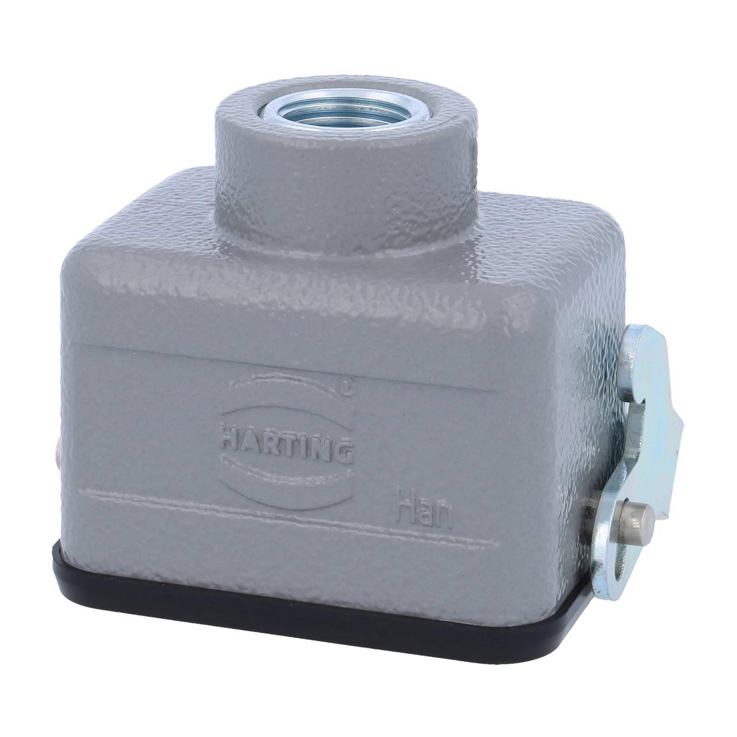 04300061761 HARTING Han 6B Kupplungsgehäuse niedrig, 1xM16 gerader Kabelabgang, mit 1 Längsbügel Verschraubung M16