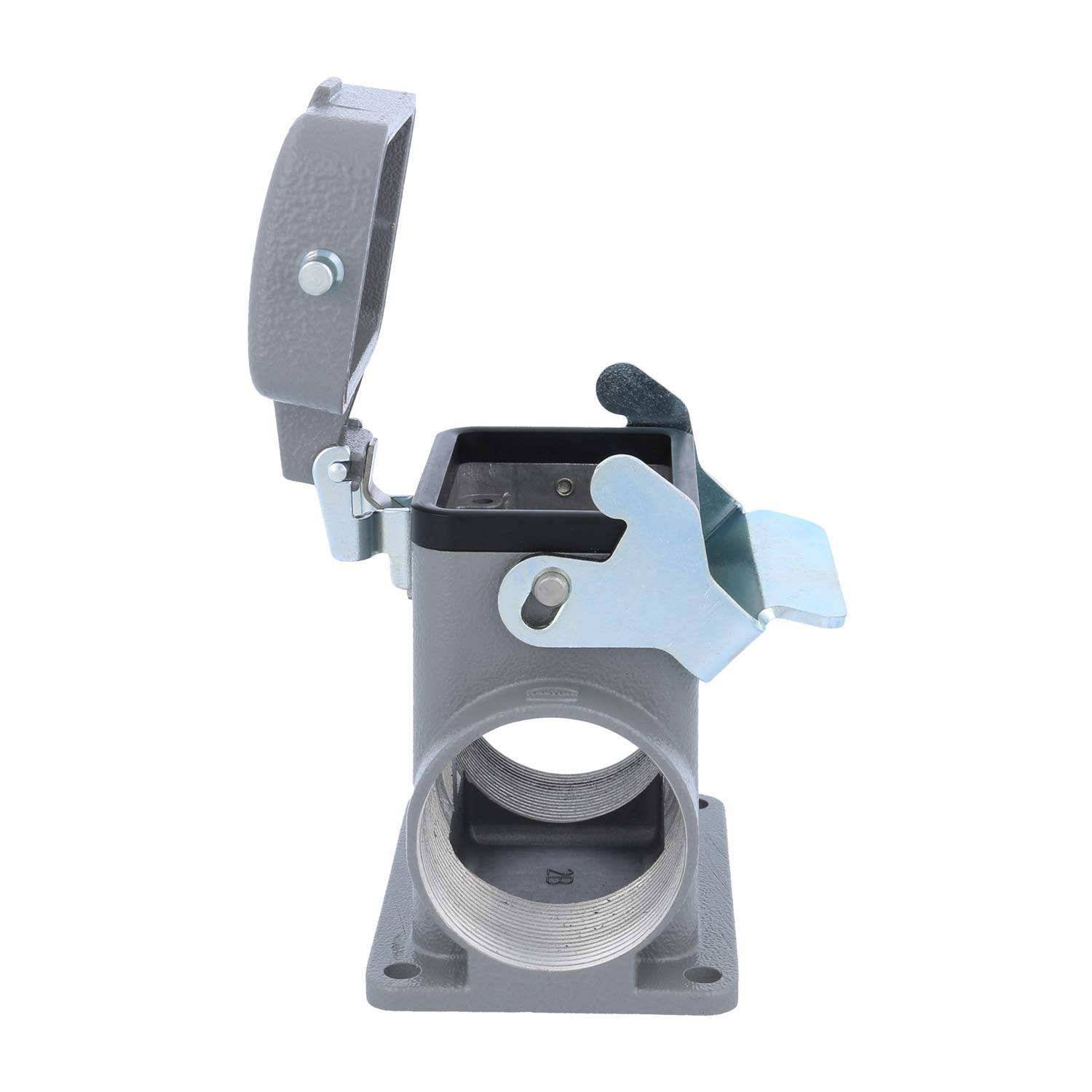 04300062265 HARTING Han 6B Sockelgehäuse hoch, 2xM40 seitlicher Kabelabgang, mit 1 Längsbügel mit Schutzkappe Metall -