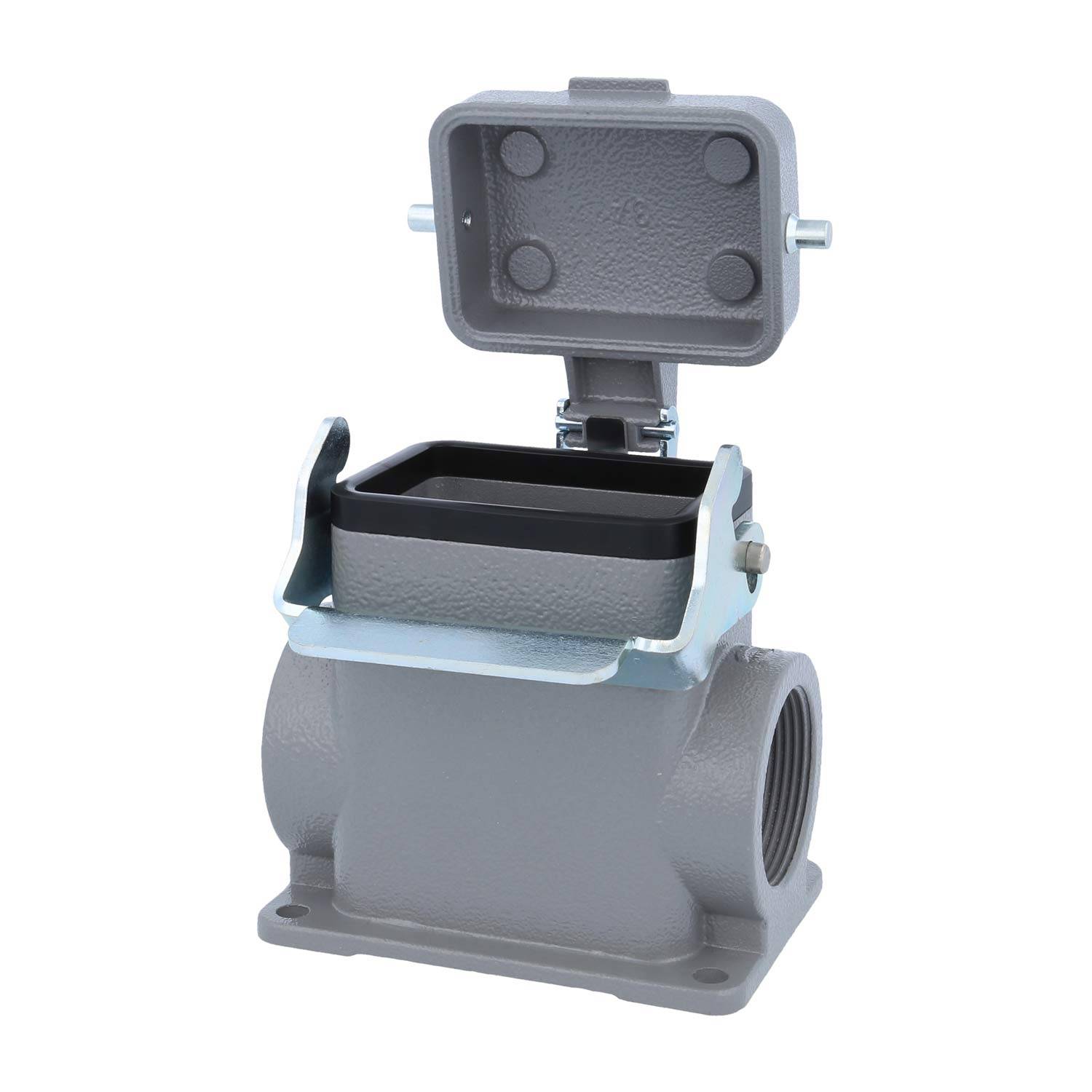 04300062264 HARTING Han 6B Sockelgehäuse hoch, 2xM32 seitlicher Kabelabgang, mit 1 Längsbügel mit Schutzkappe Metall -