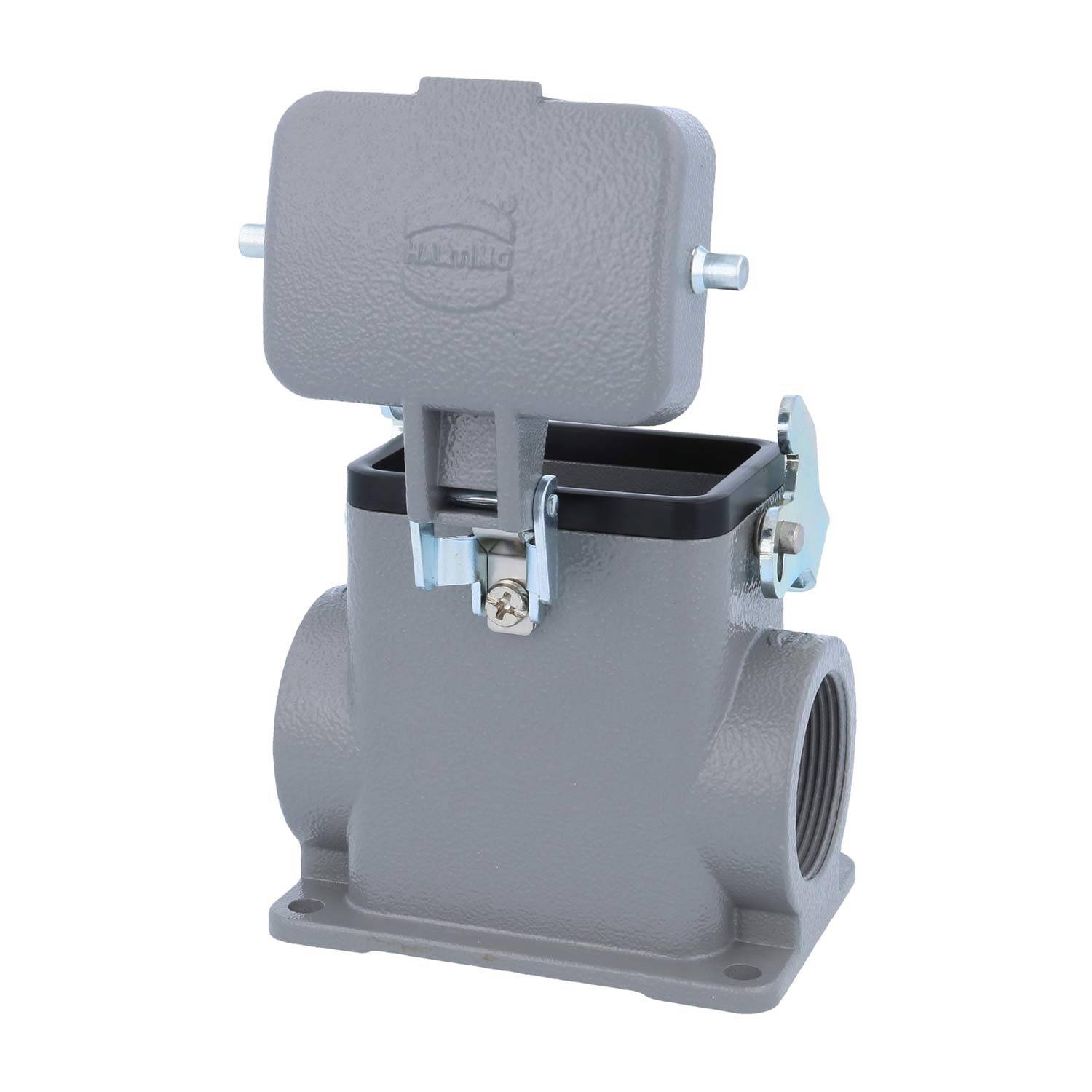 04300062264 HARTING Han 6B Sockelgehäuse hoch, 2xM32 seitlicher Kabelabgang, mit 1 Längsbügel mit Schutzkappe Metall -