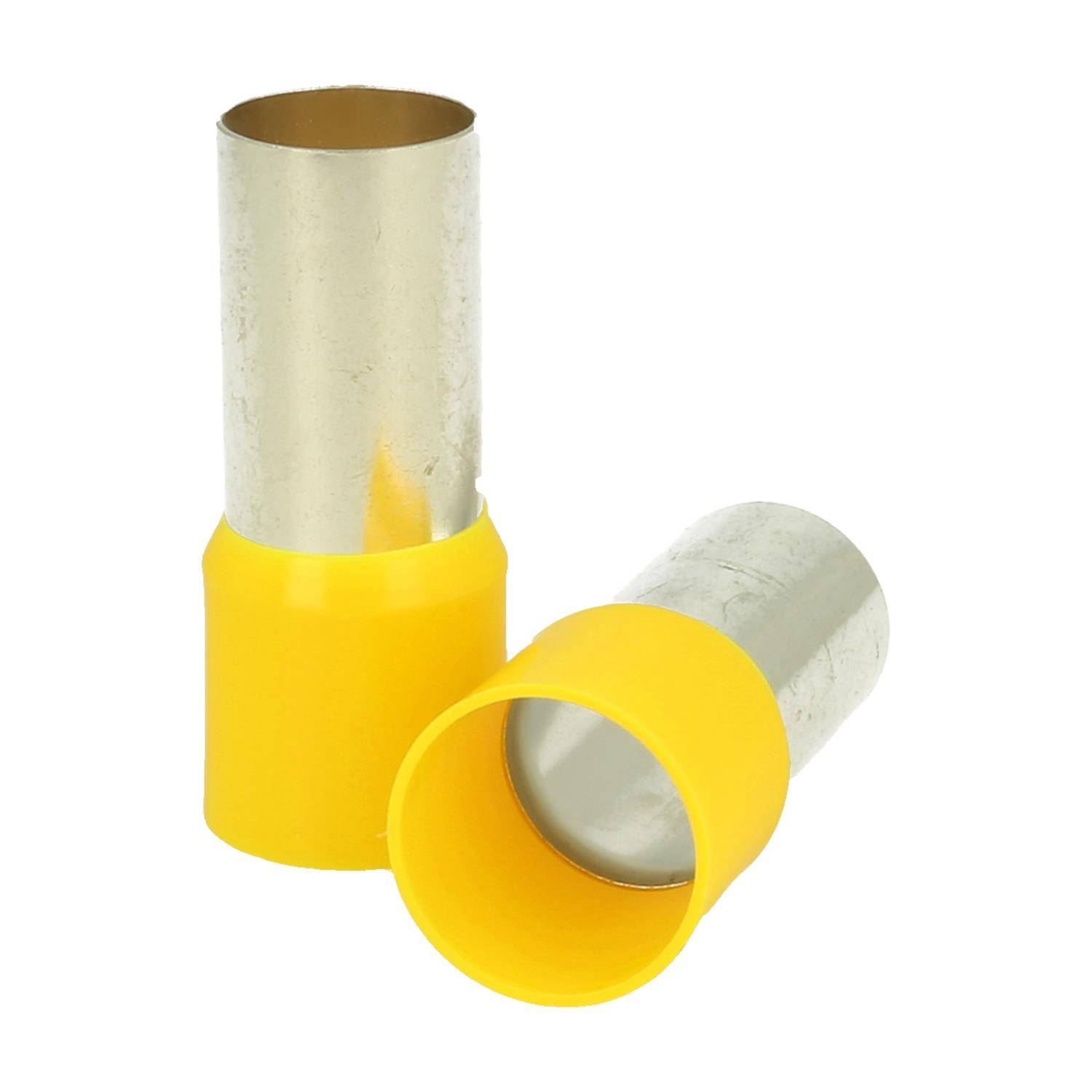 Zwei Metallfilterelemente sind zu sehen, die jeweils in einem gelben Kunststoffhalter eingefasst sind. Eines steht aufrecht, während das andere auf der Seite liegt.