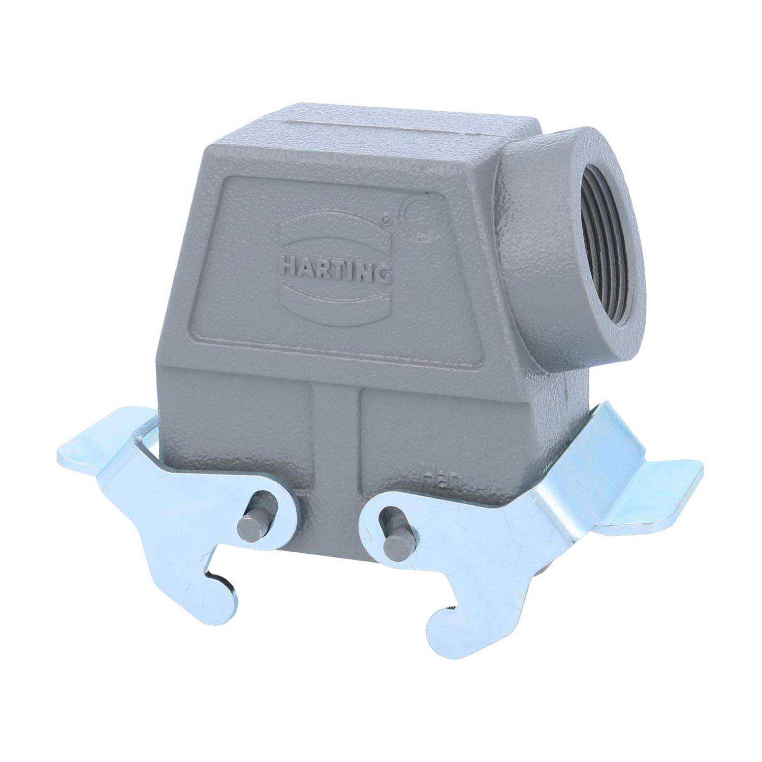 04301100532 HARTING Han 10B Tüllengehäuse hoch, 1xPG21 seitlicher Kabelabgang, mit 2 Querbügeln Verschraubung PG21