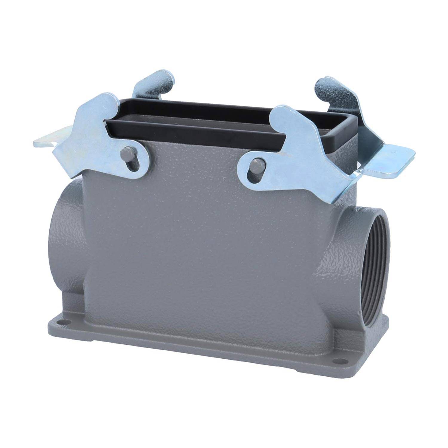 04301160272 HARTING Han 16B Sockelgehäuse hoch, 2xM40 seitlicher Kabelabgang, mit 2 Querbügeln Verschraubung M40