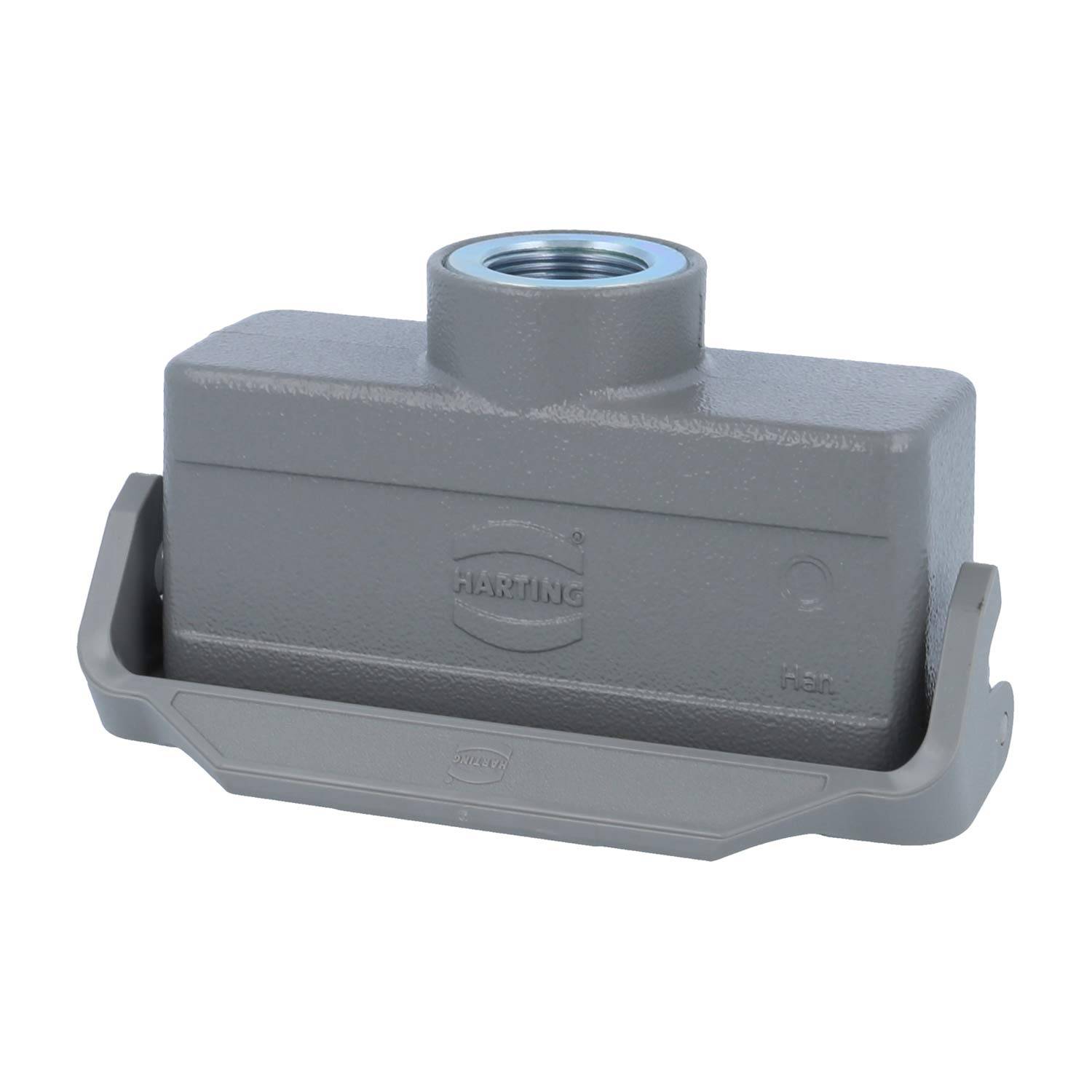 05300241764 HARTING Han 24B Kupplungsgehäuse niedrig, 1xM25 gerader Kabelabgang, mit 1 Längsbügel Verschraubung M25