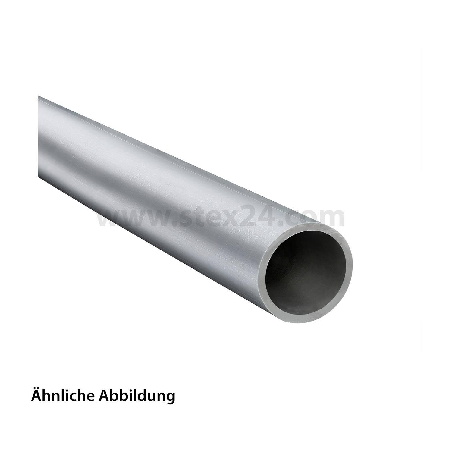 Edelstahlrohr, zylindrisch und hohl, mit glatter Oberfläche. Beschriftung auf Deutsch lautet ‚Ähnliche Abbildung'.