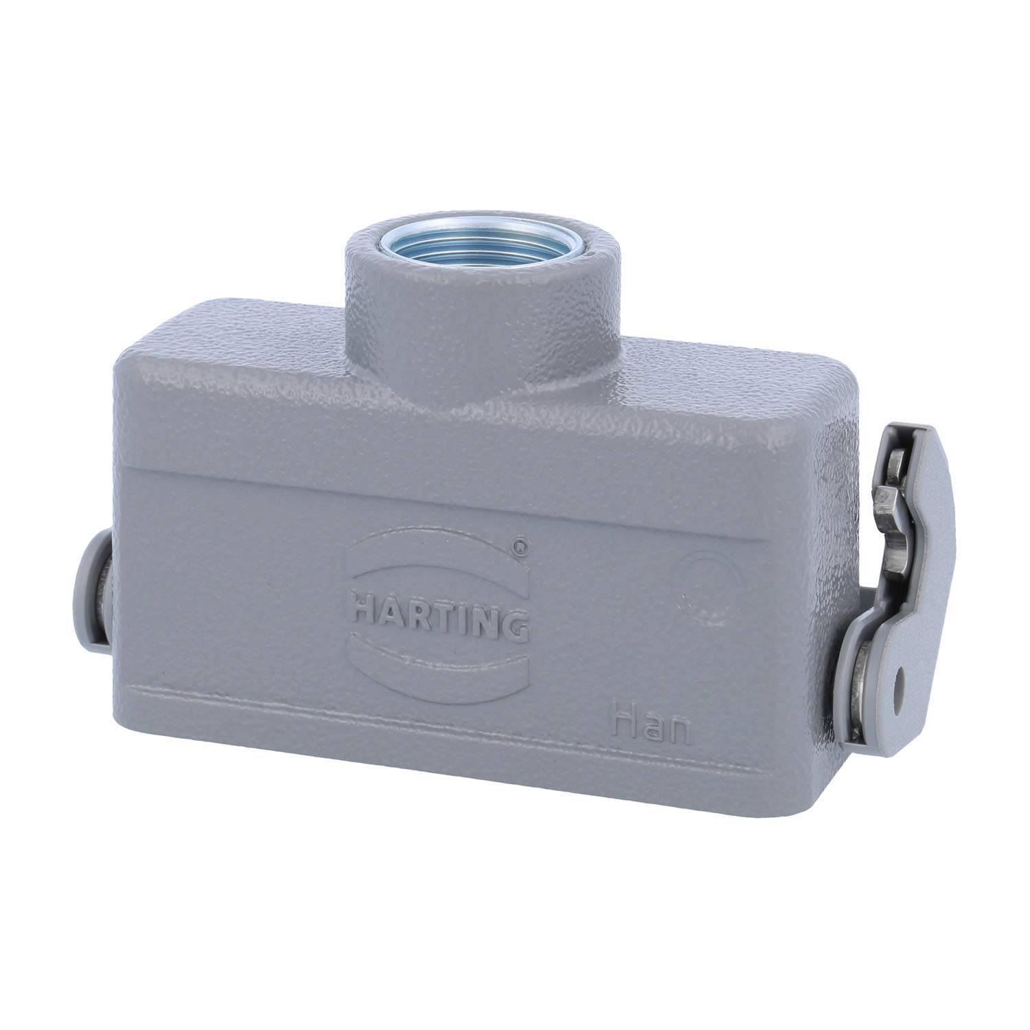 05200161760 HARTING Han 16A Kupplungsgehäuse niedrig, 1xM20 gerader Kabelabgang, mit 1 Längsbügel Verschraubung M20