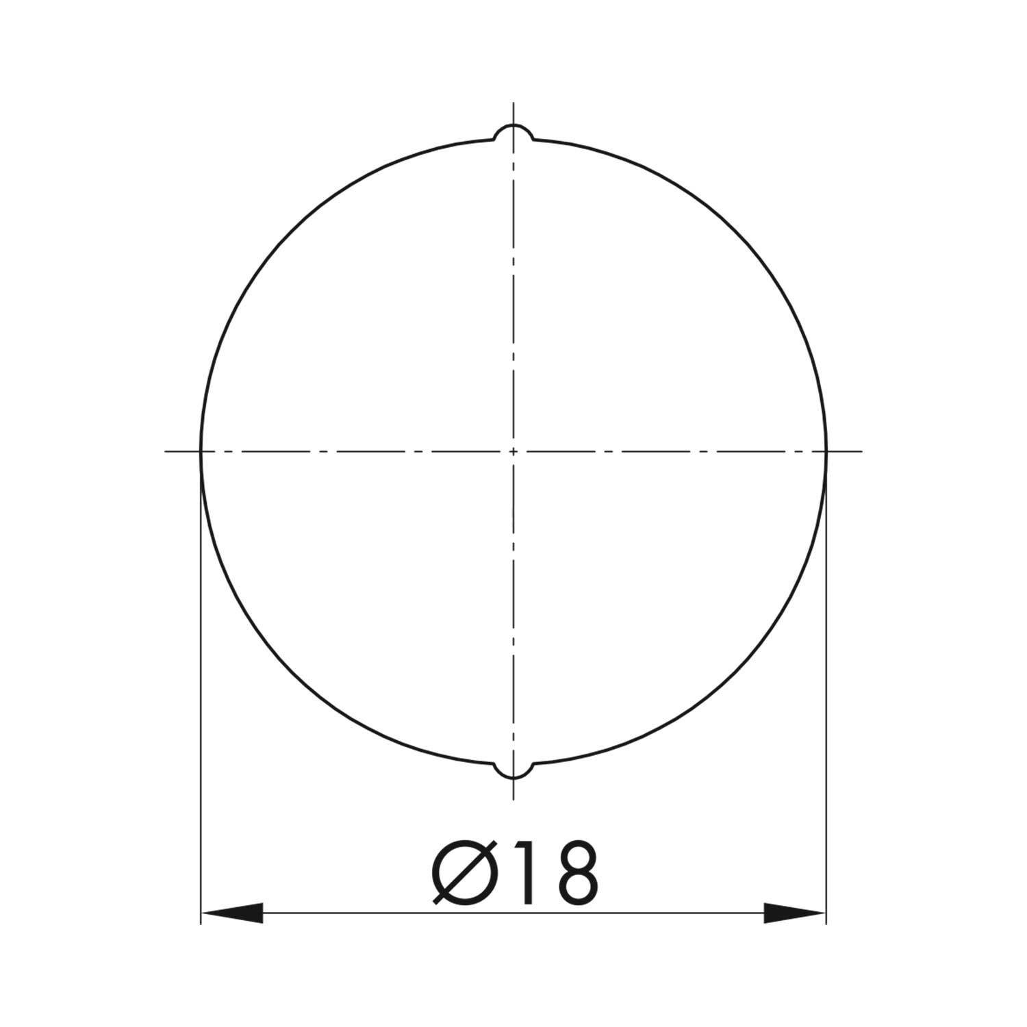 Kreis mit einem Durchmesser von 18 Einheiten.