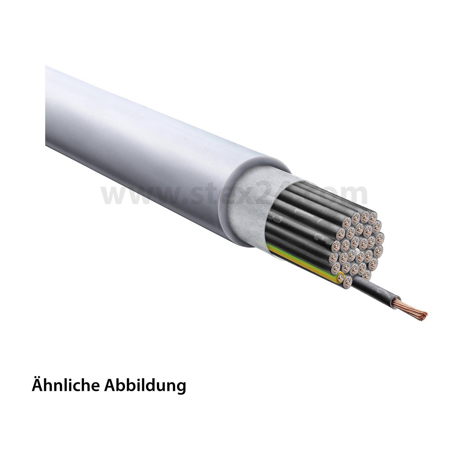 Ähnliche Abbildung' zeigt ein elektrisches Kabel mit mehreren Kupferdrähten in einer grauen Isolierung, abgeschnittene Ansicht.