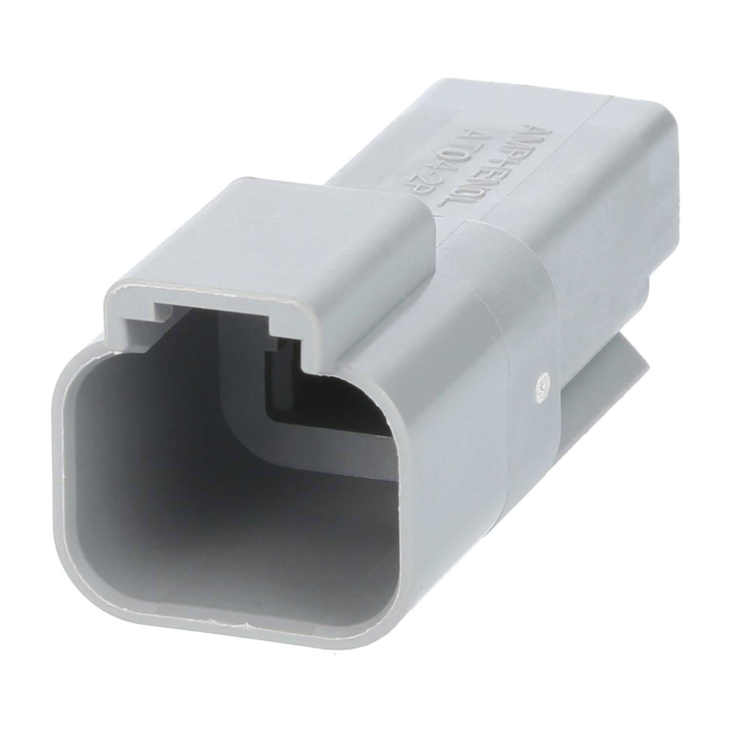 Ein grauer Kunststoffverbinder mit einer rechteckigen offenen Öffnung, der für elektrische Verkabelungen oder ähnliche Anwendungen verwendet wird.