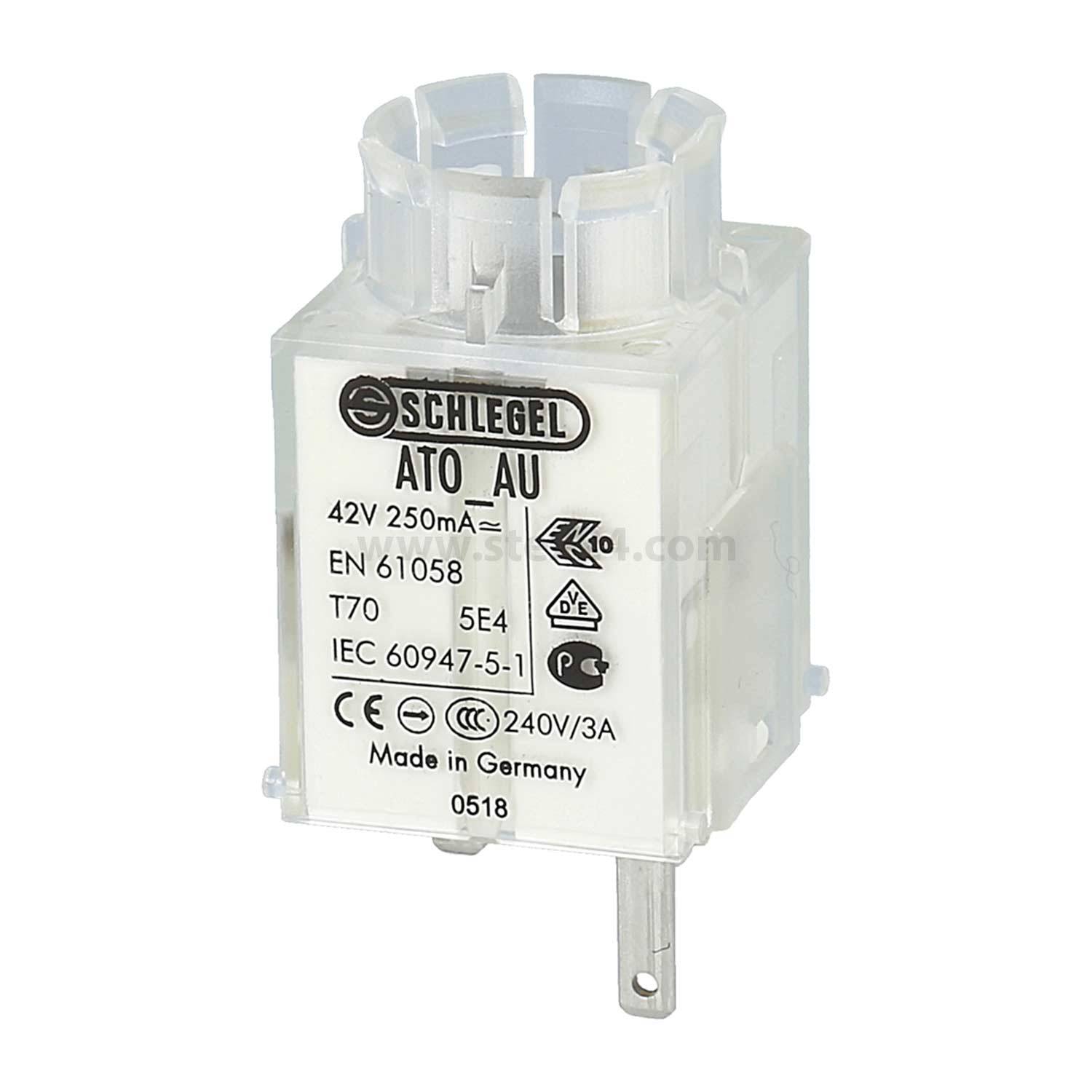 Ein transparenter rechteckiger Schaltkomponenten mit der Aufschrift 