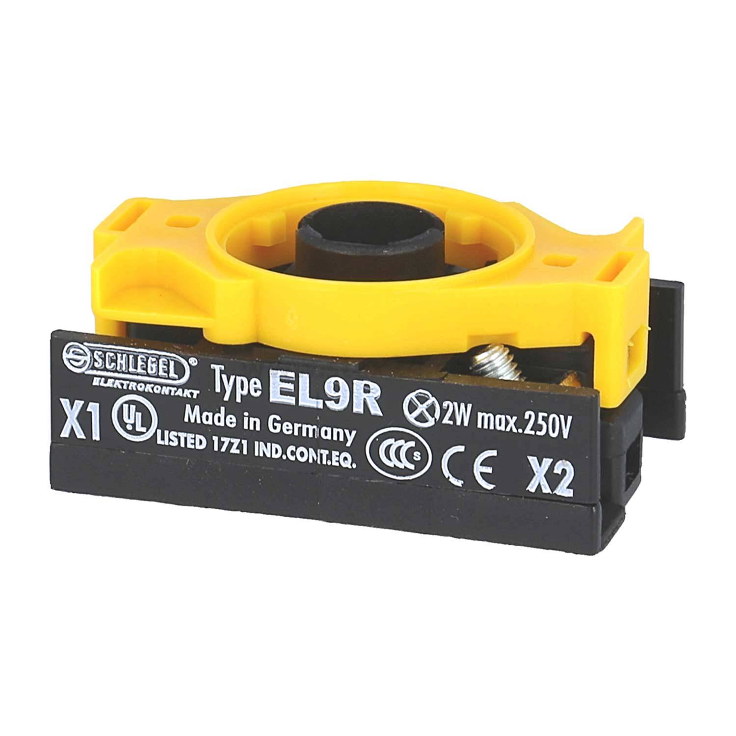 Elektrischer Kontaktblock, Schlegel Typ EL9R, X1 X2, 2W max, 250V, Hergestellt in Deutschland.