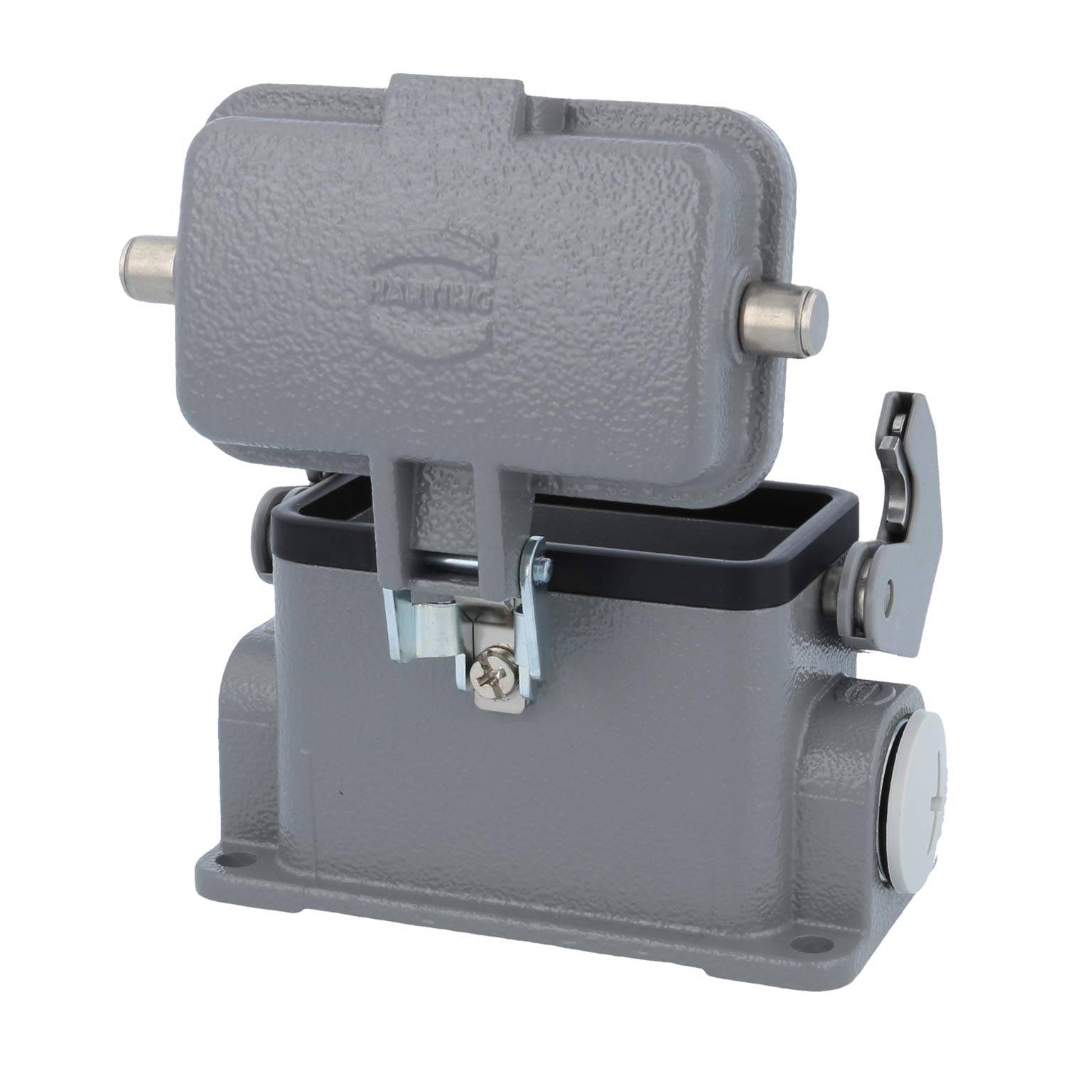 05300102268 HARTING Han 10B Sockelgehäuse niedrig, 1xM20 seitlicher Kabelabgang, mit 1 Längsbügel mit Schutzkappe