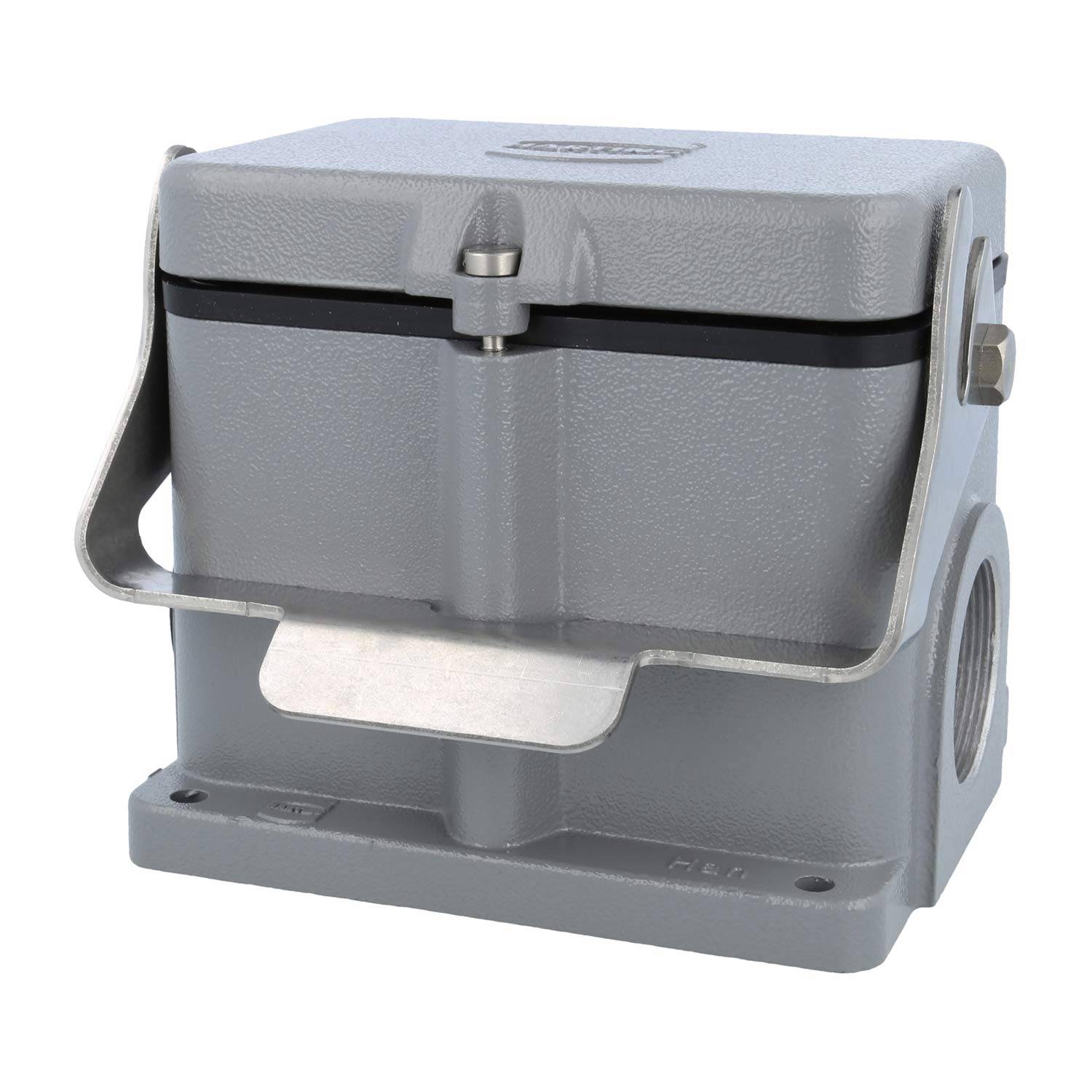 05300482262 HARTING Han 48B Sockelgehäuse hoch, 2xM40 seitlicher Kabelabgang, mit 1 Längsbügel mit Schutzkappe Metall -