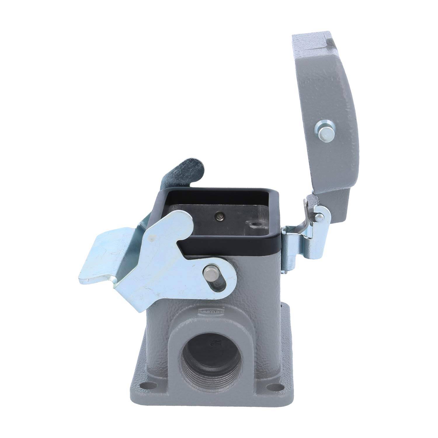 04300062261 HARTING Han 6B Sockelgehäuse niedrig, 1xM20 seitlicher Kabelabgang, mit 1 Längsbügel mit Schutzkappe Metall