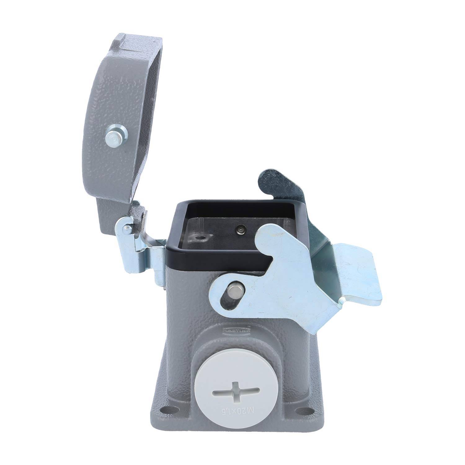 04300062261 HARTING Han 6B Sockelgehäuse niedrig, 1xM20 seitlicher Kabelabgang, mit 1 Längsbügel mit Schutzkappe Metall